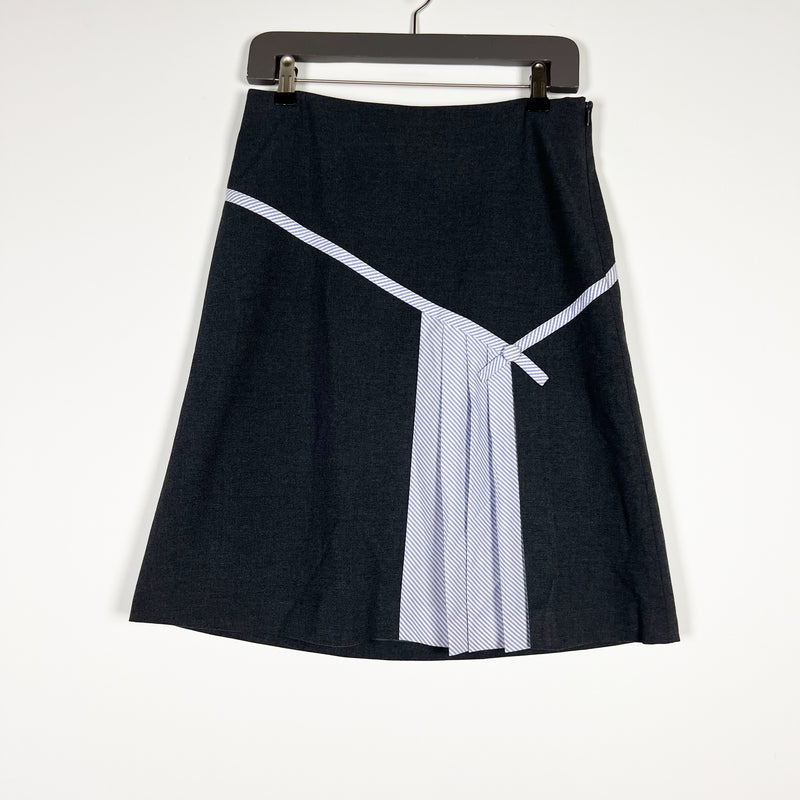 NEW Anthropologie Elevenses A Line Pin Stripe Pleated Midi Gray Blue Skirt 4