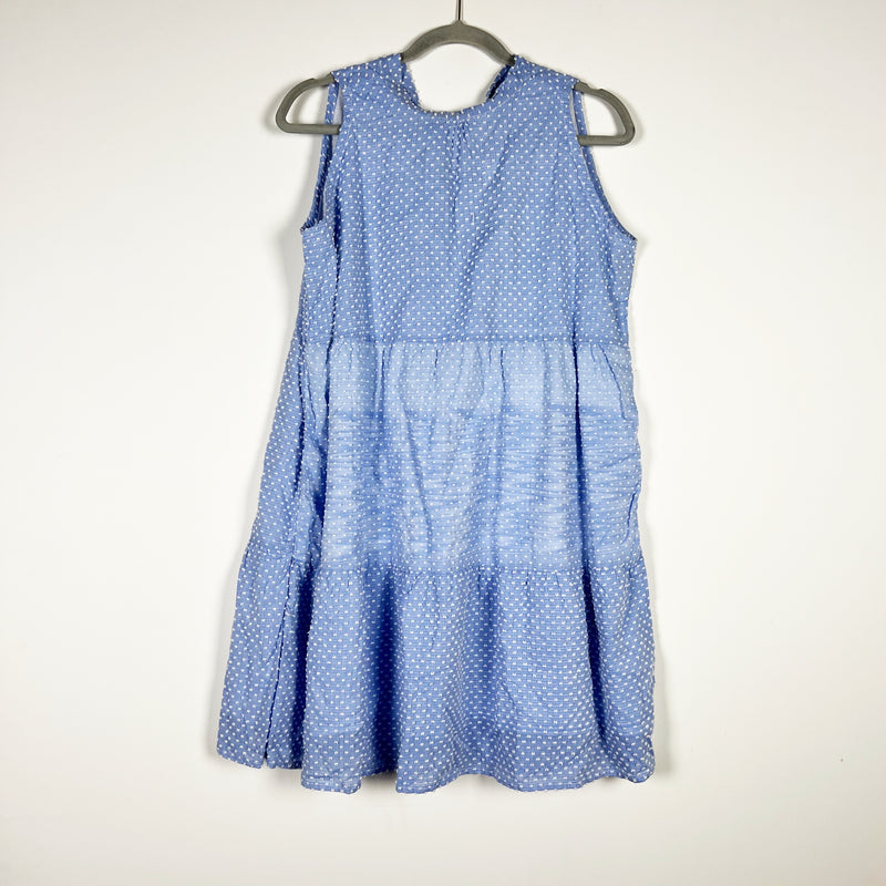 NEW Duffield Lane Sandy Swiss Dot Embroidered Sleeveless Tiered Mini Blue Dress