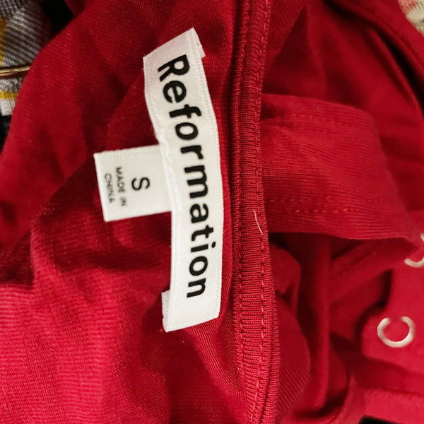 Reformation Stretch Knit Underwire Tank Top One Piece Body Suit Red Small