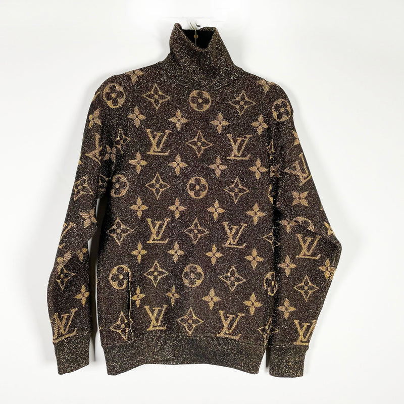 Louis Vuitton Women's Lurex Metallic Monogram Print Pattern Pullover Sweater XS