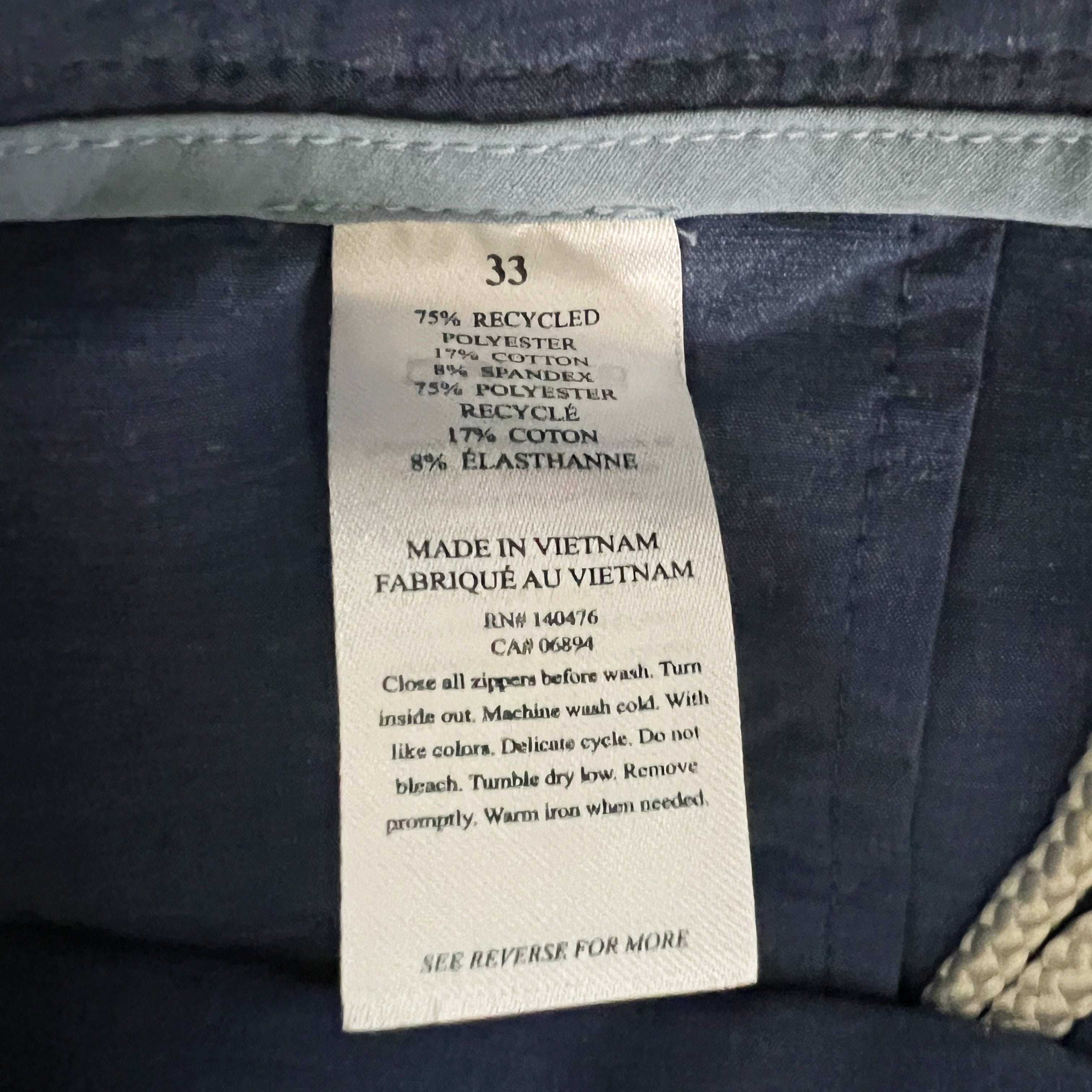 Faherty Men's All Day Cotton Blend 7" Inseam Casual Shorts Deep Navy Blue 33