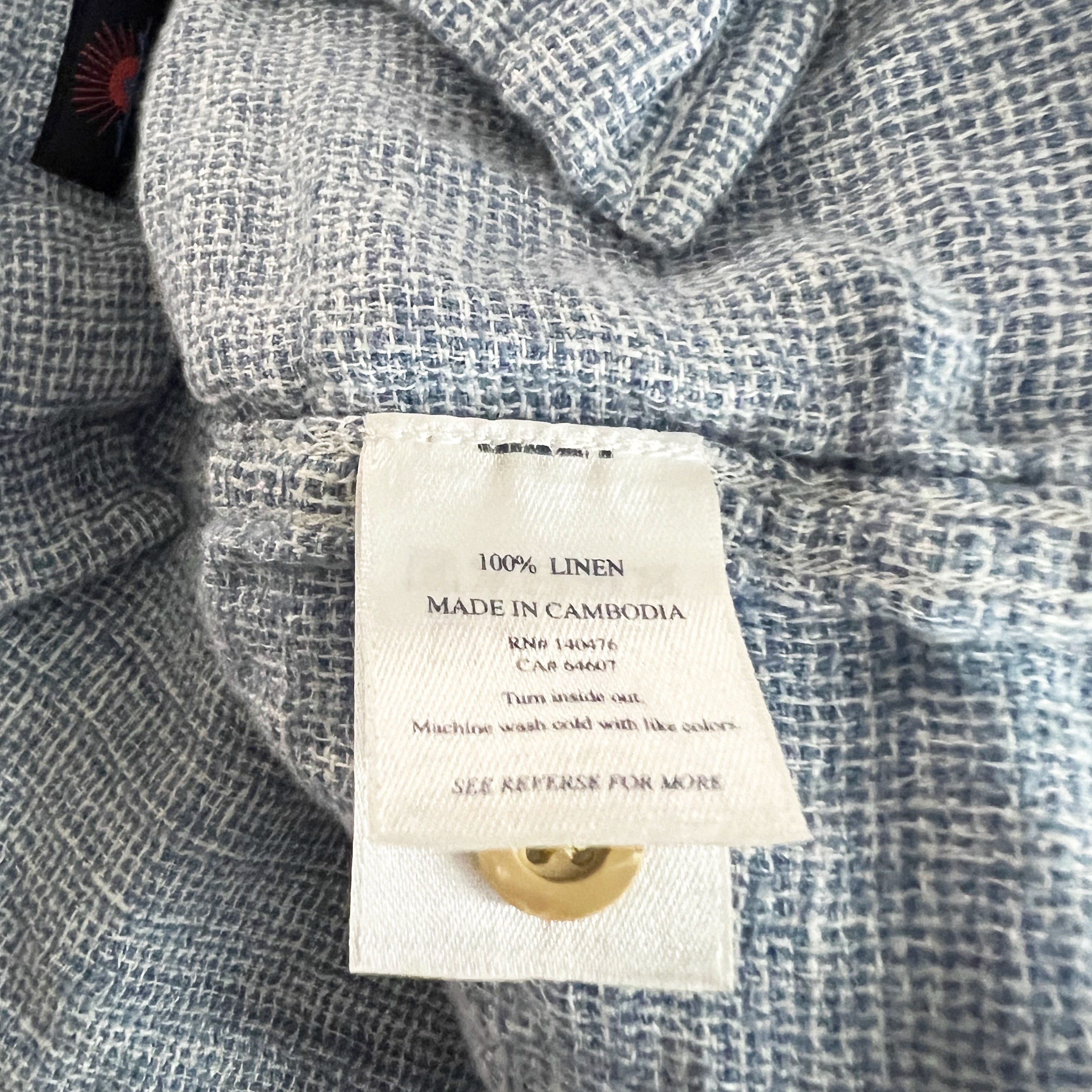 Faherty Men's Short Sleeve Palma Linen Button Down Collar Shirt Blue Basketweave