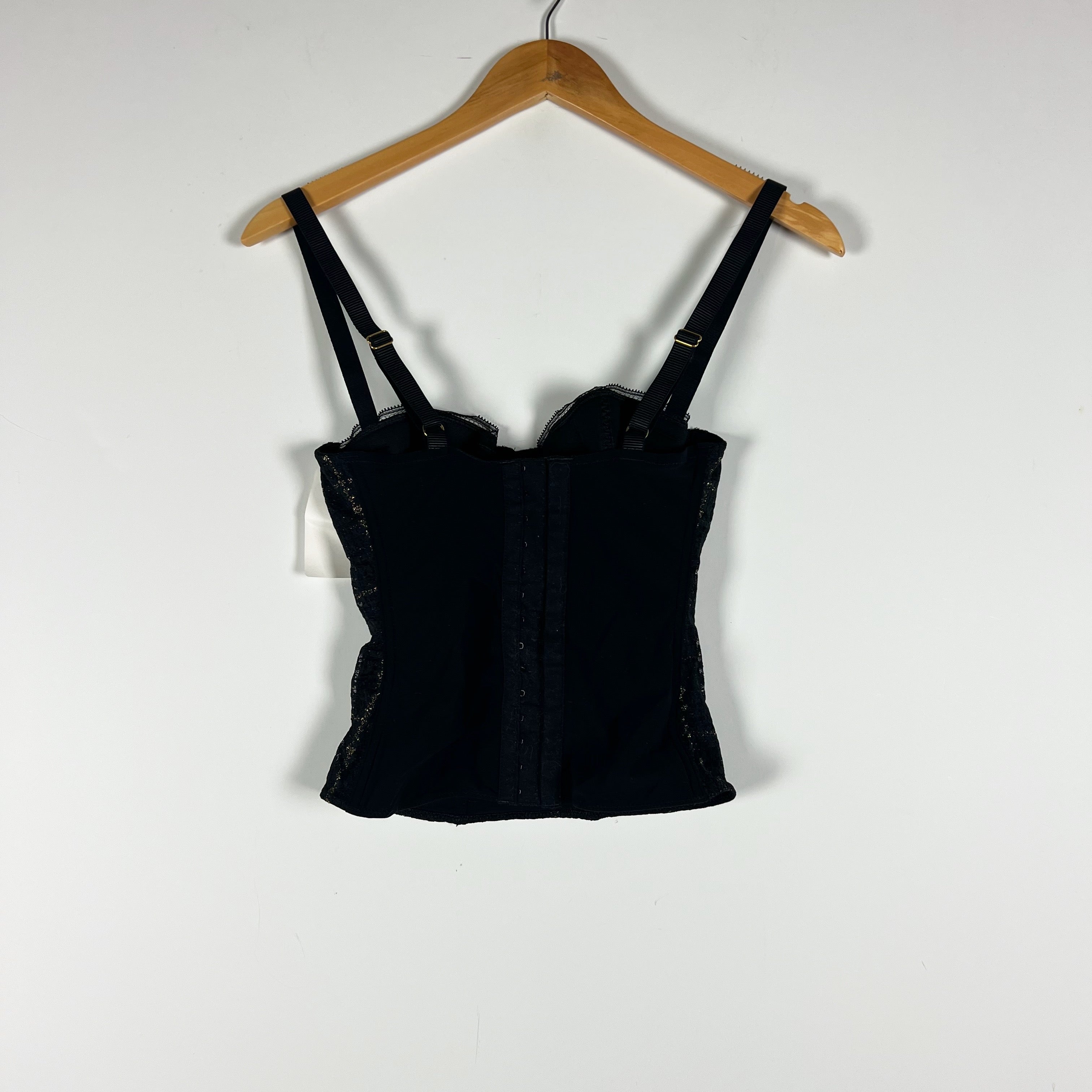 NEW Simone Perele Desiree Tweed Boucle Bustier Bra Cup Tank Top Black Gold 2