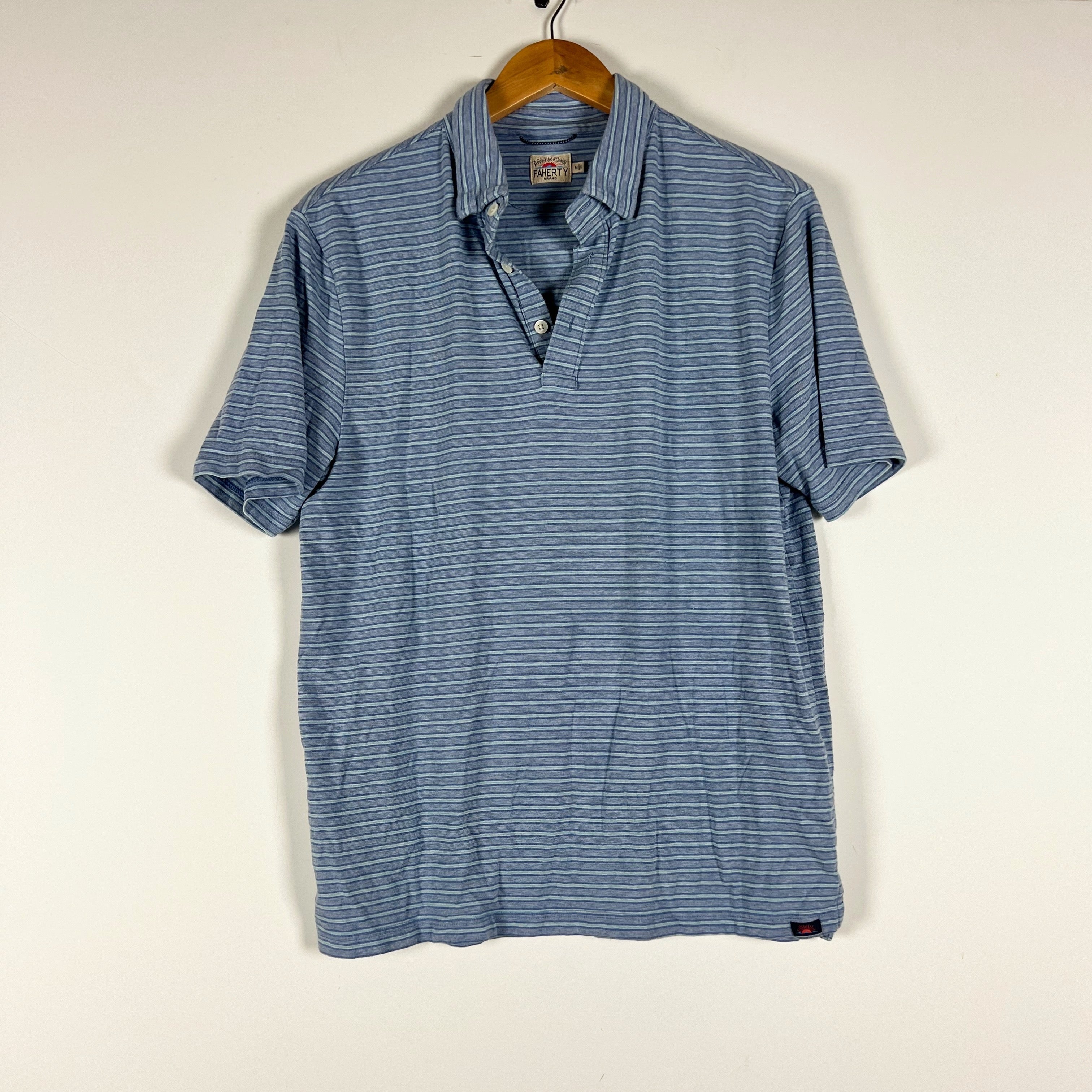 Faherty Men's Movement Cotton Modal Stretch Short Sleeve Collared Polo Shirt M