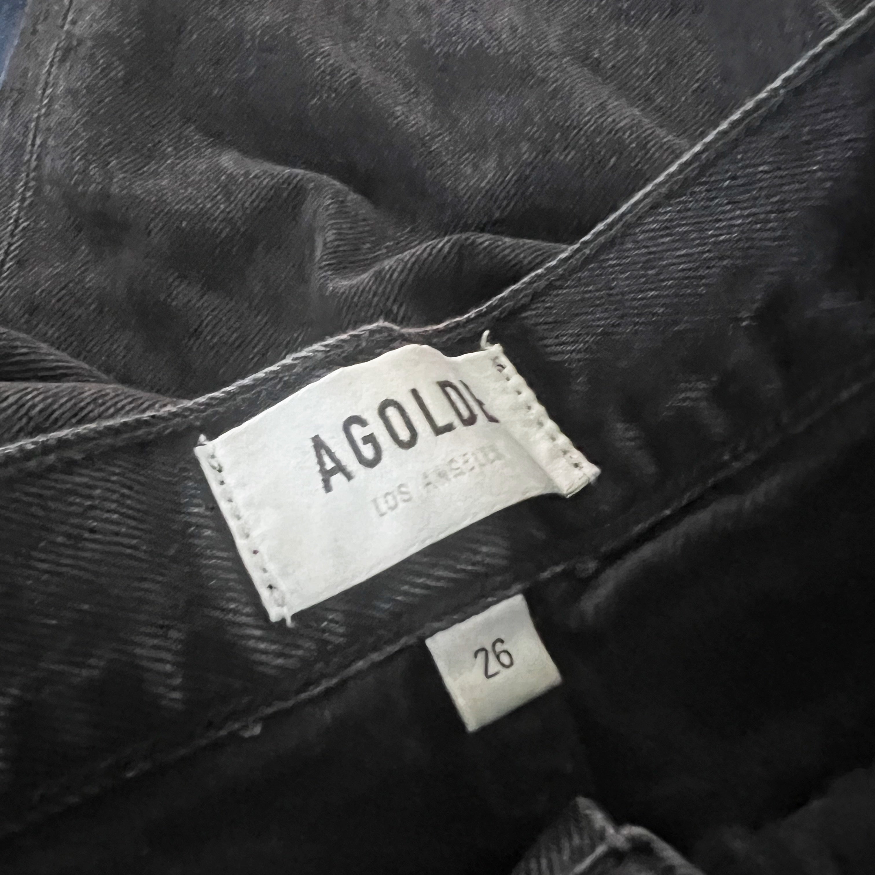 Agolde Lana Mid Rise Straight Leg Cotton Distressed Denim Jeans Black Wash 26