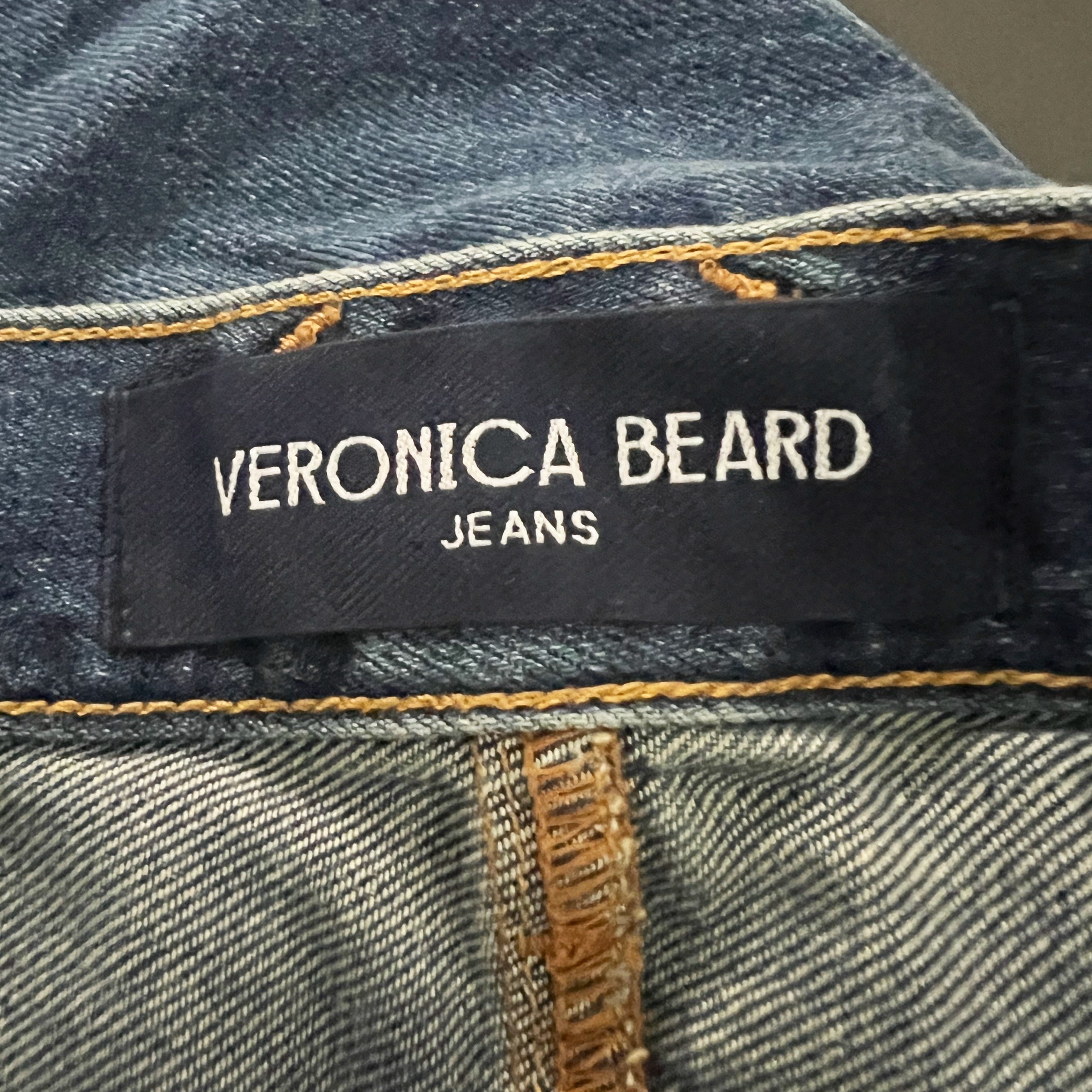 Veronica Beard Kasey Wide Leg Mid Rise Cotton Stretch Denim Jeans Bandit Wash 27