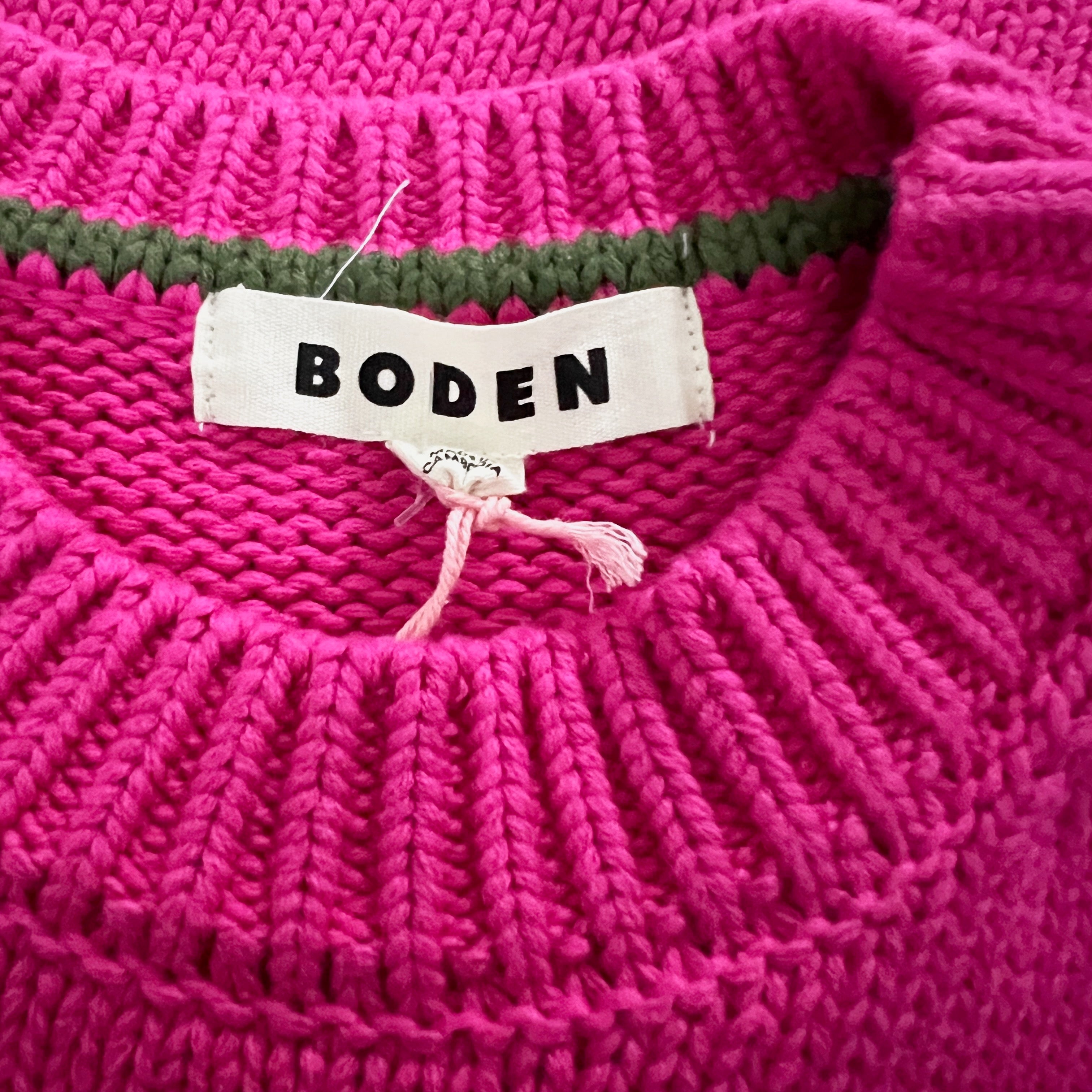 NEW Boden Lucy Oversized Crew Neck Cotton Knit Stretch Jumper Sweater Pink Peony