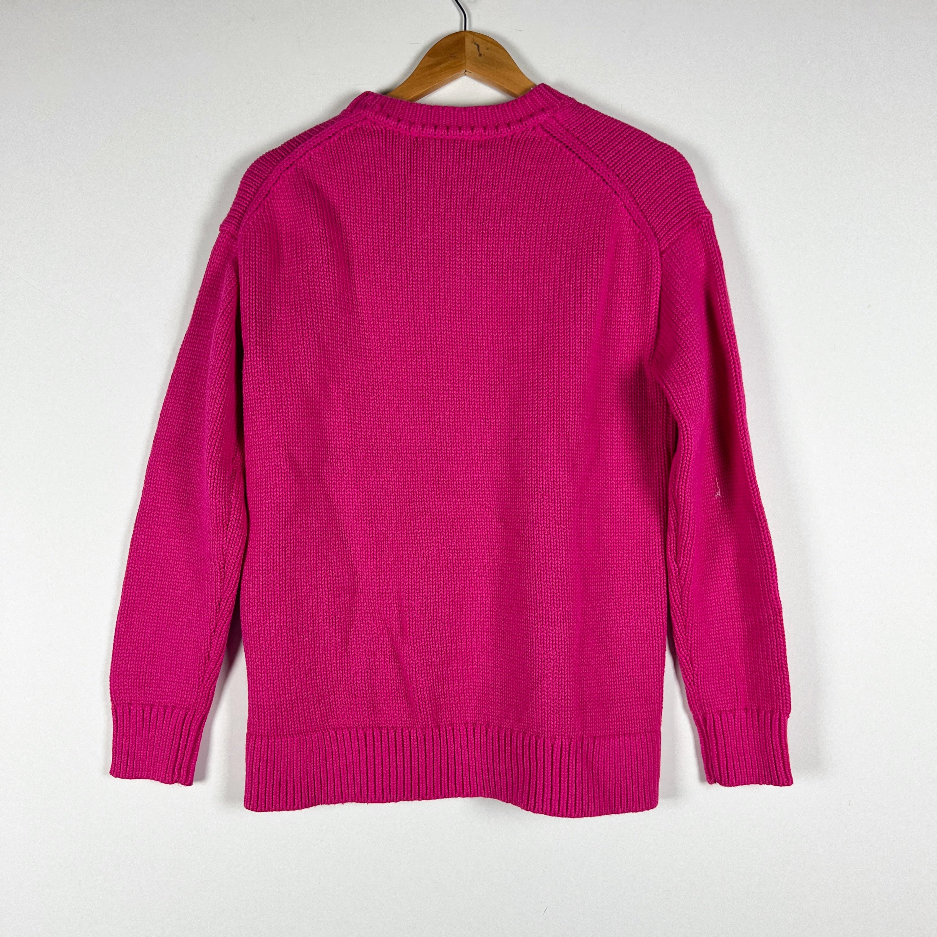 NEW Boden Lucy Oversized Crew Neck Cotton Knit Stretch Jumper Sweater Pink Peony