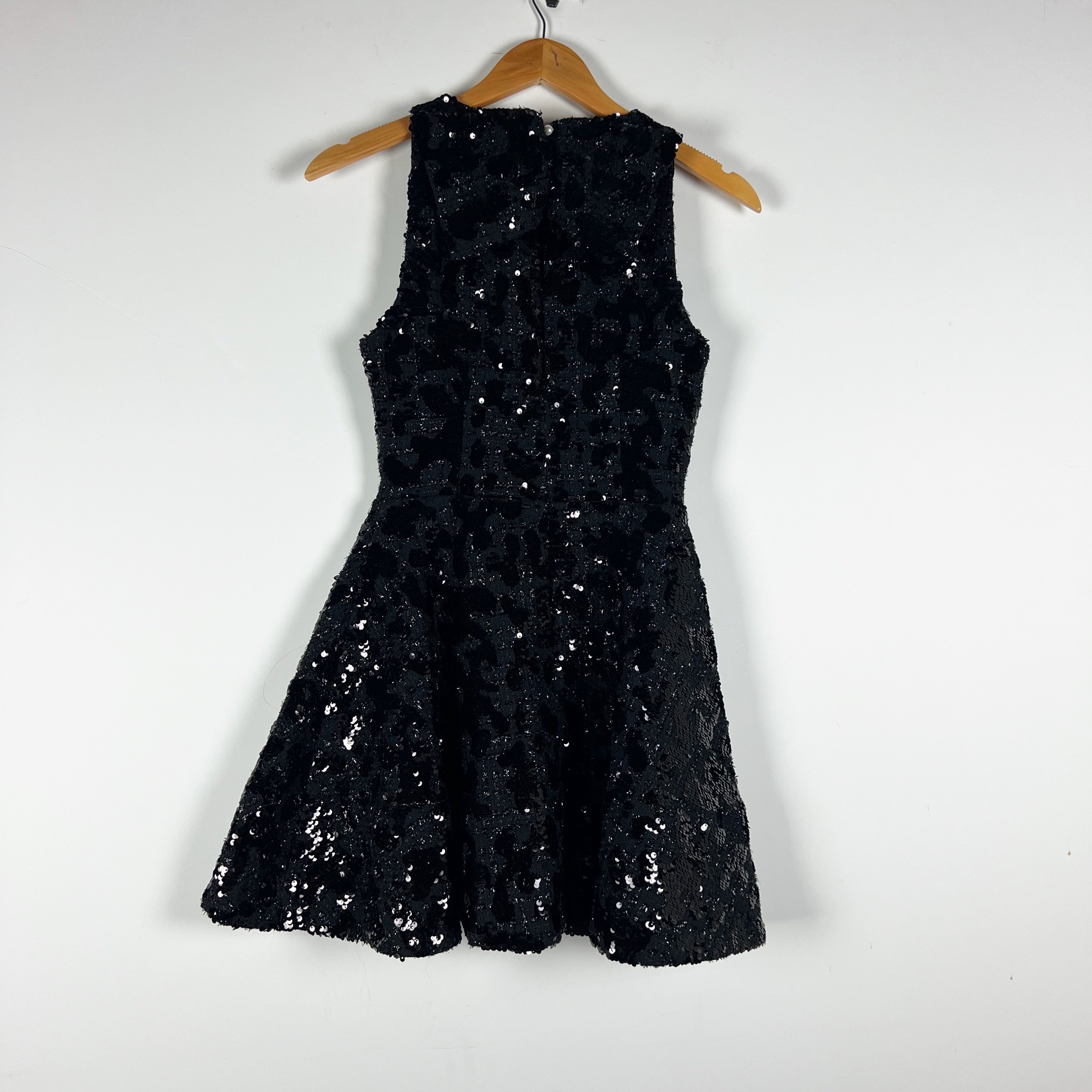 Elliatt Charlene Black Allover Sequin Sparkle Embellished Fit Flare Mini Dress