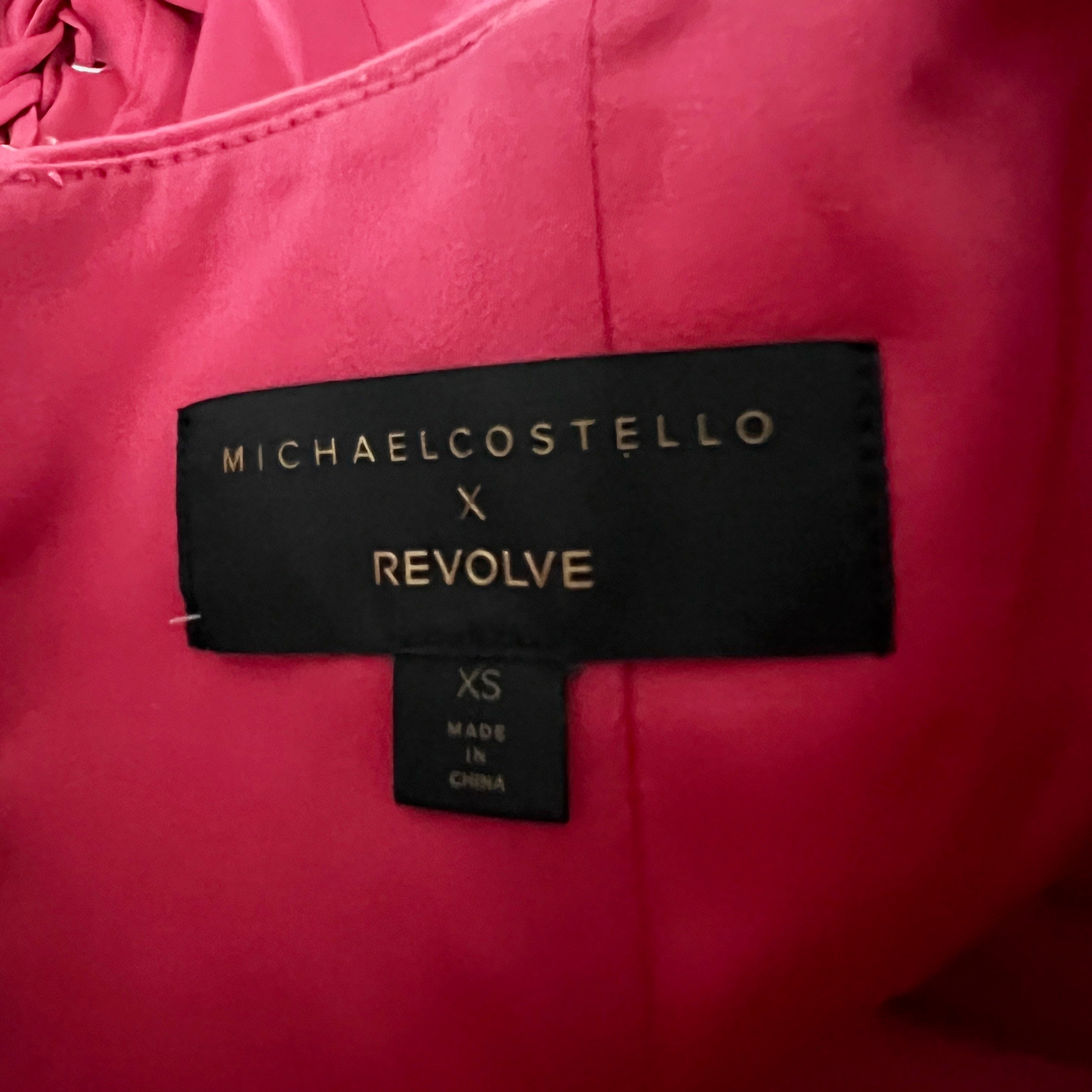Michael Costello x Revolve Michail Satin Strapless Bustier Mini Dress Hot Pink