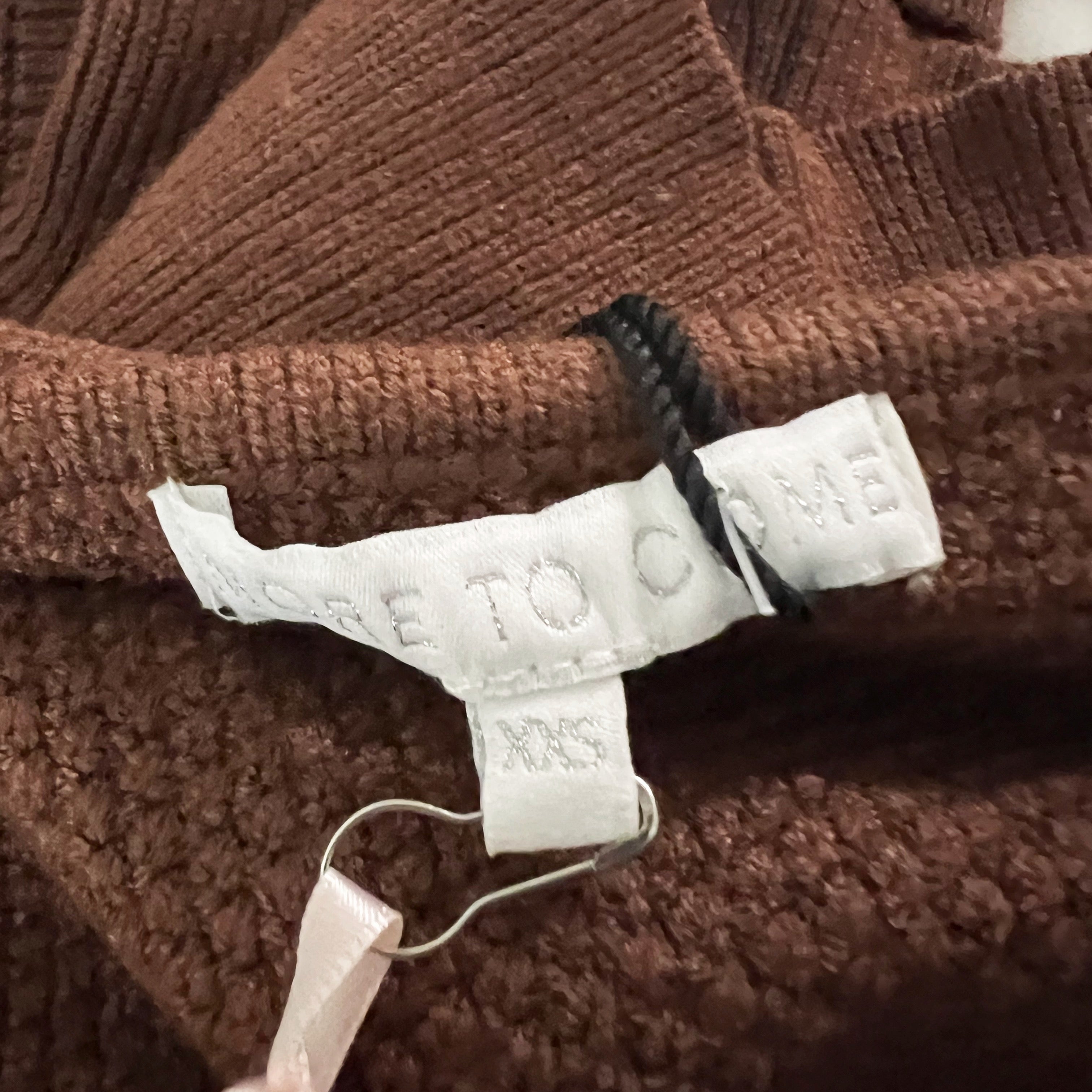 NEW More To Come Kalani Cable Knit Stretch Halterneck Sweater Turtleneck Brown