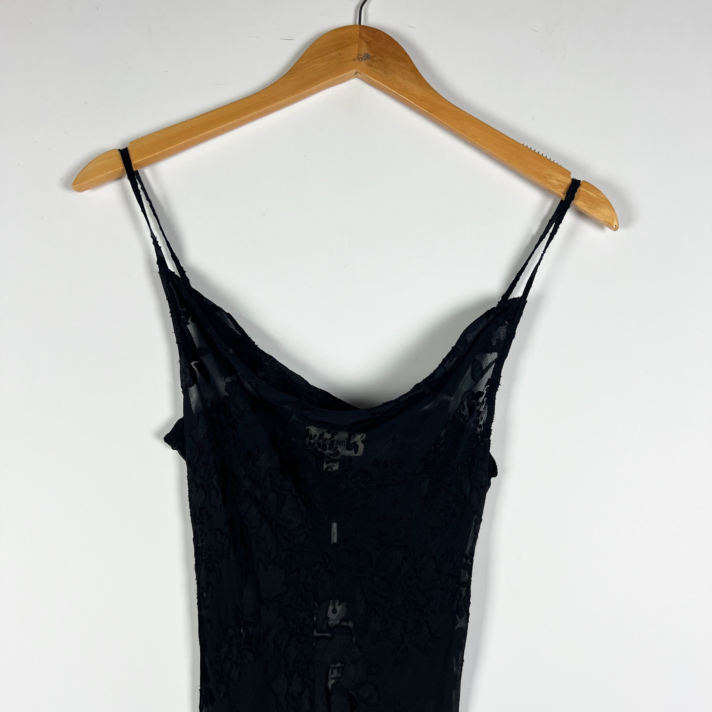 NEW L'agence Christine Black Floral Flower Velour Burnout Maxi Slip Dress 00