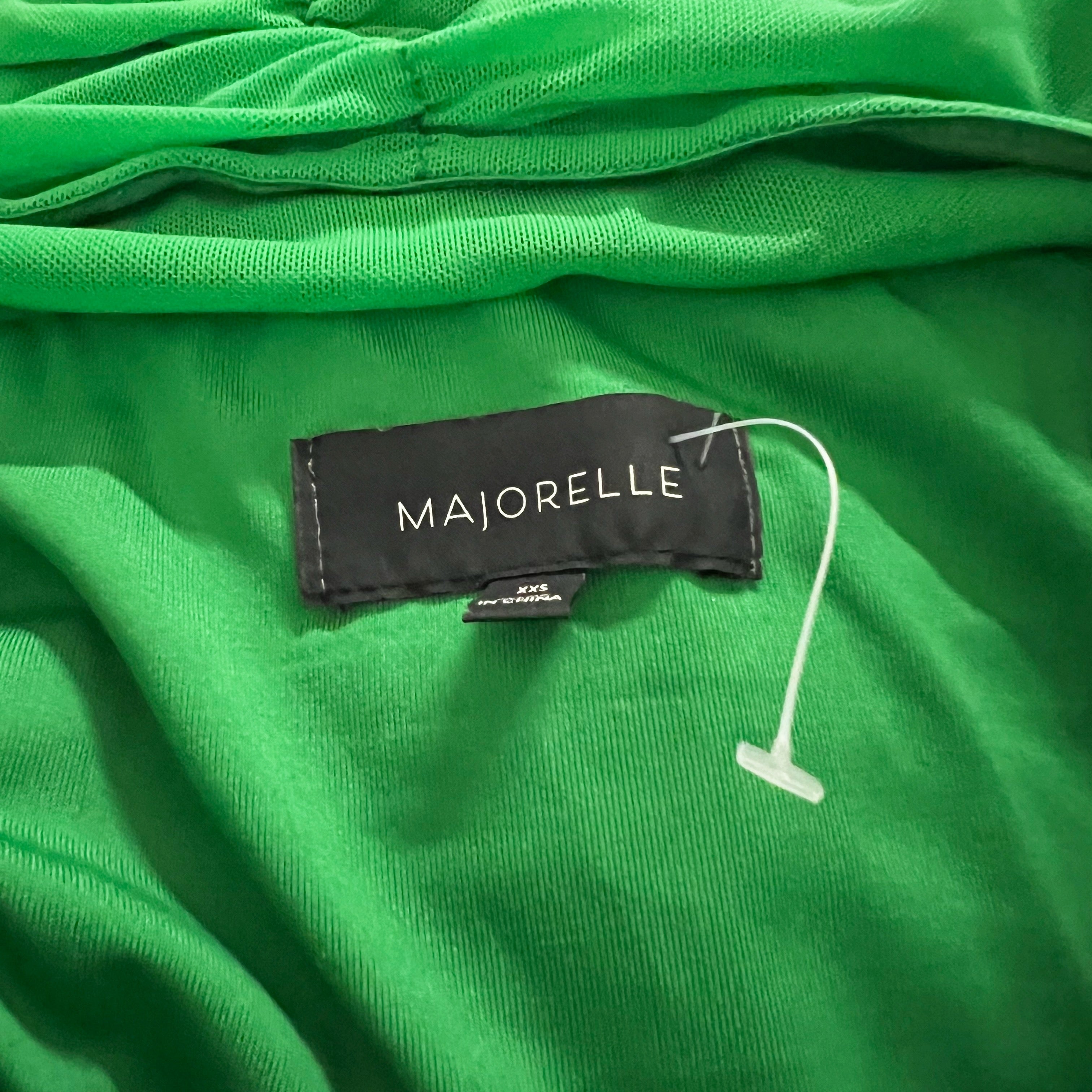 MAJORELLE Tabitha Mesh Chiffon Ruched Draped Bodycon Midi Dress Green XXS