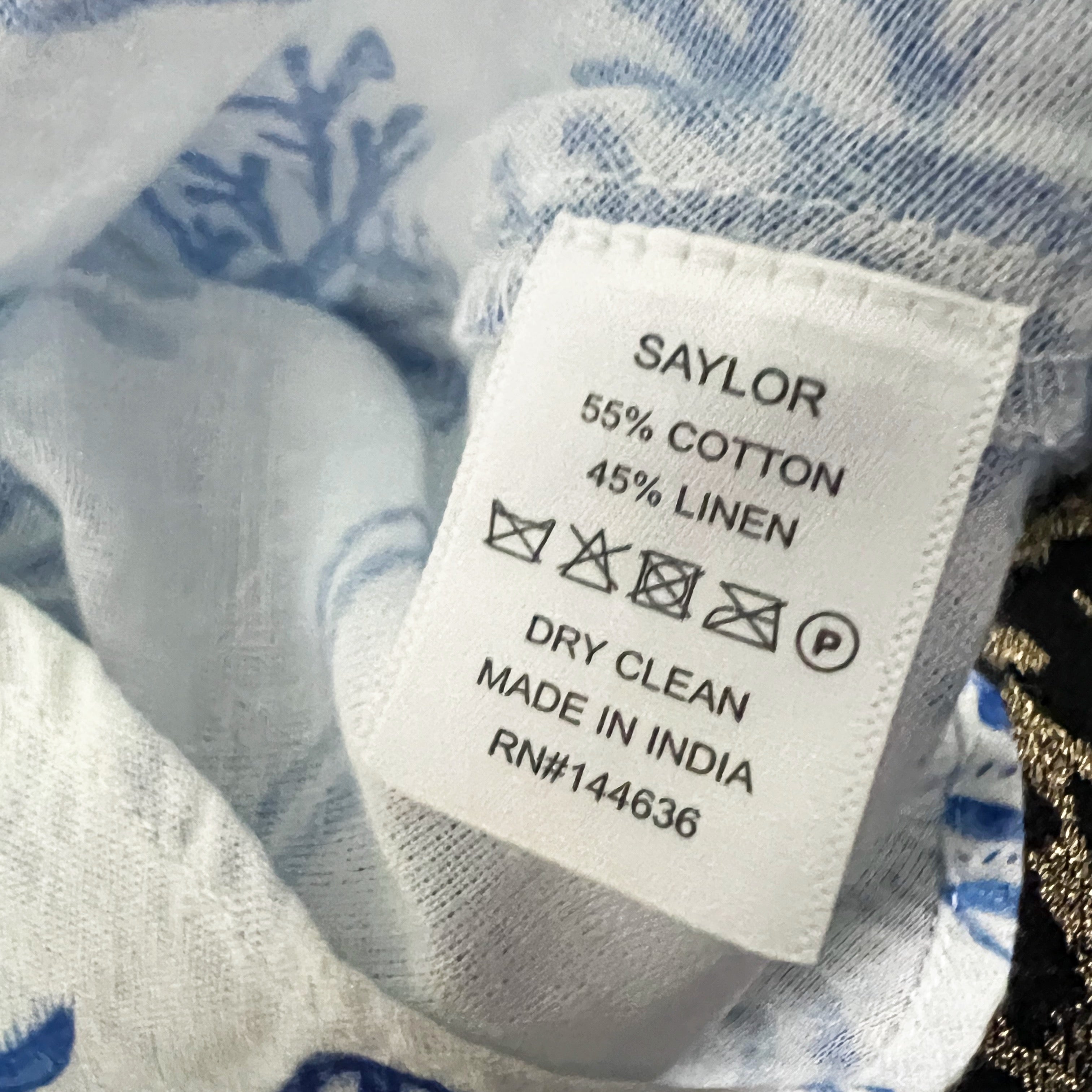 NEW Saylor Verica Cotton Linen High Neck Sleeveless Midi Dress Deep Blue Sea XS