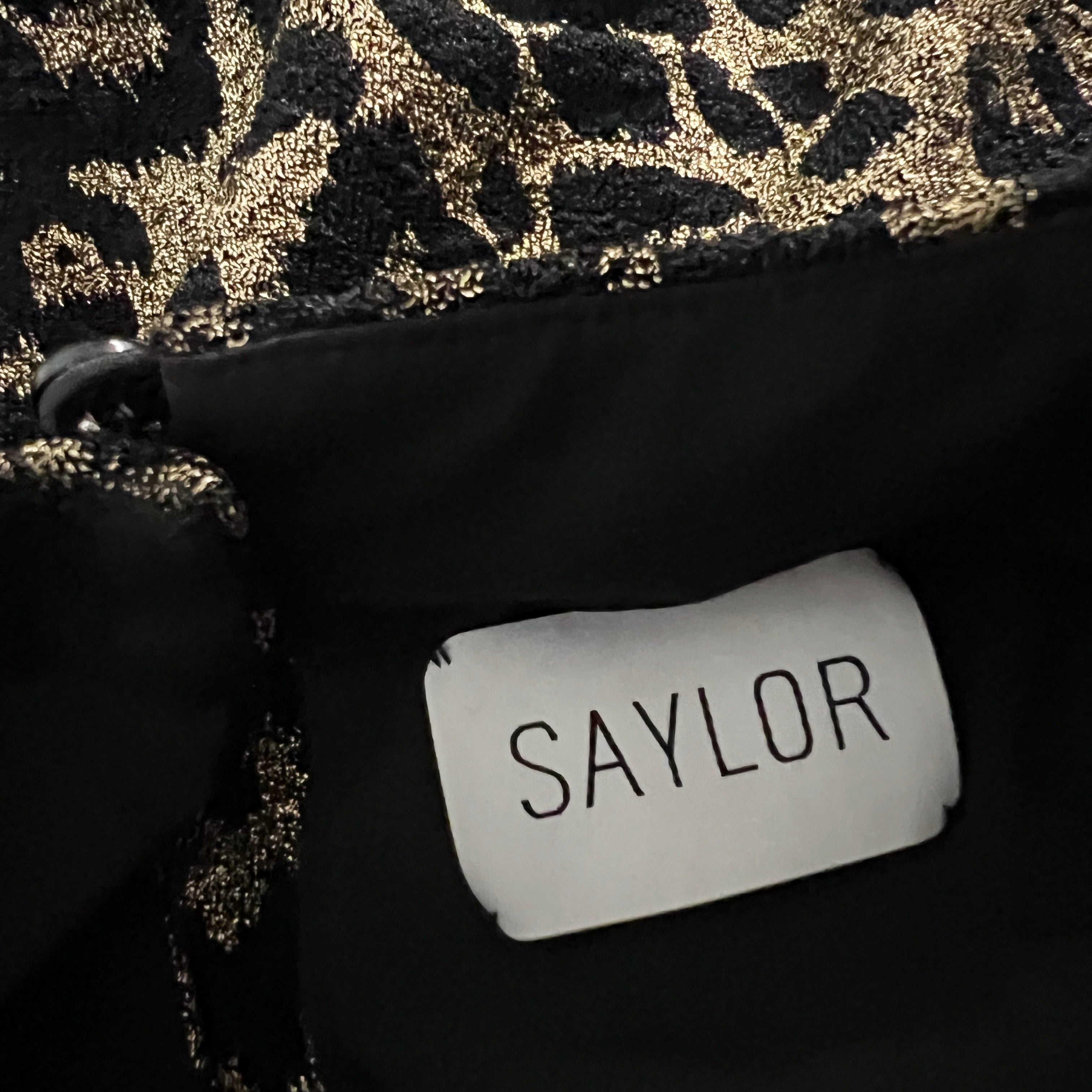 NEW Saylor Al Leopard Cheetah Print Metallic Jersey Knit Midi Dress Black Gold