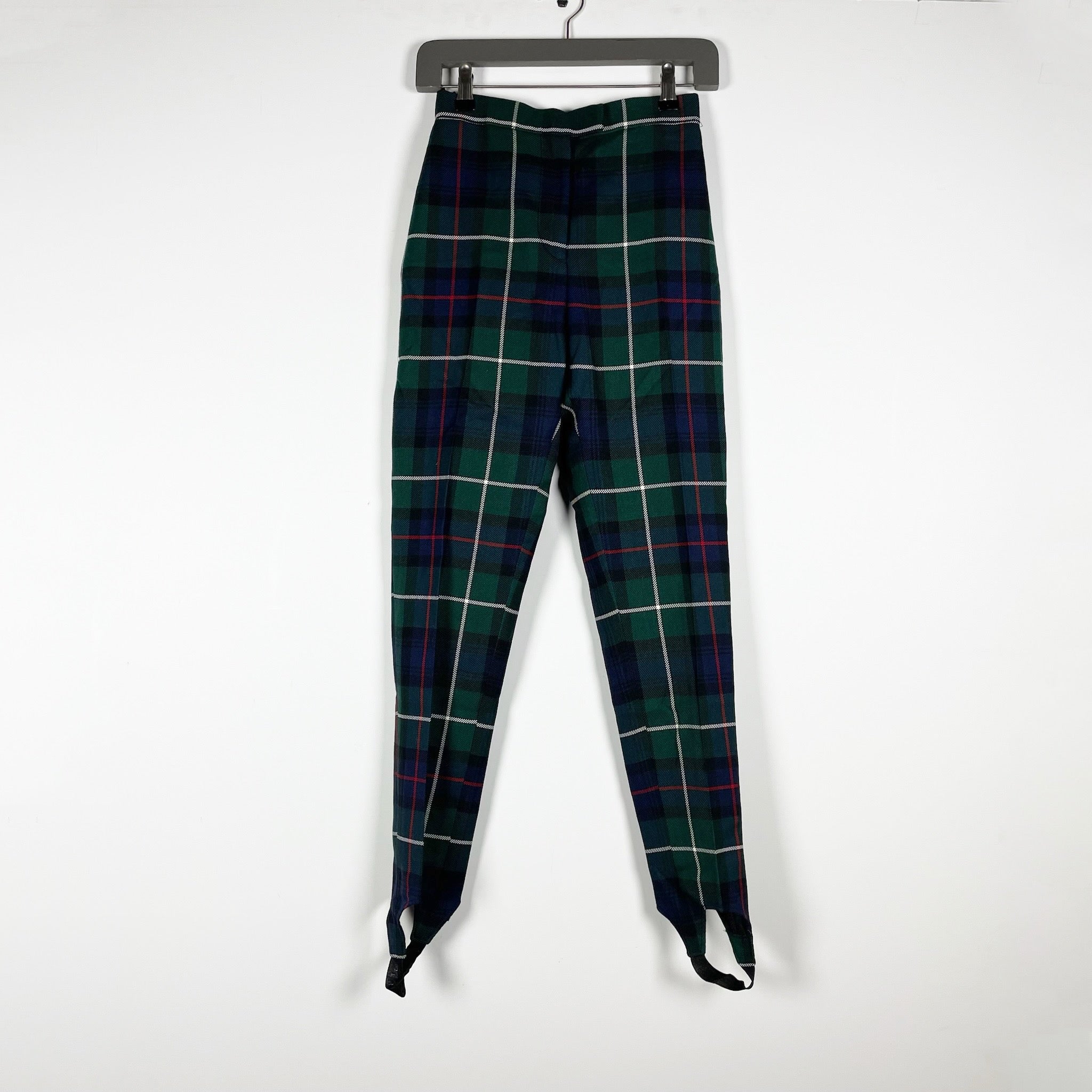Burberry Women's Wool Mid Rise Straight Fit Plaid Check Print Stirrup Pants 2