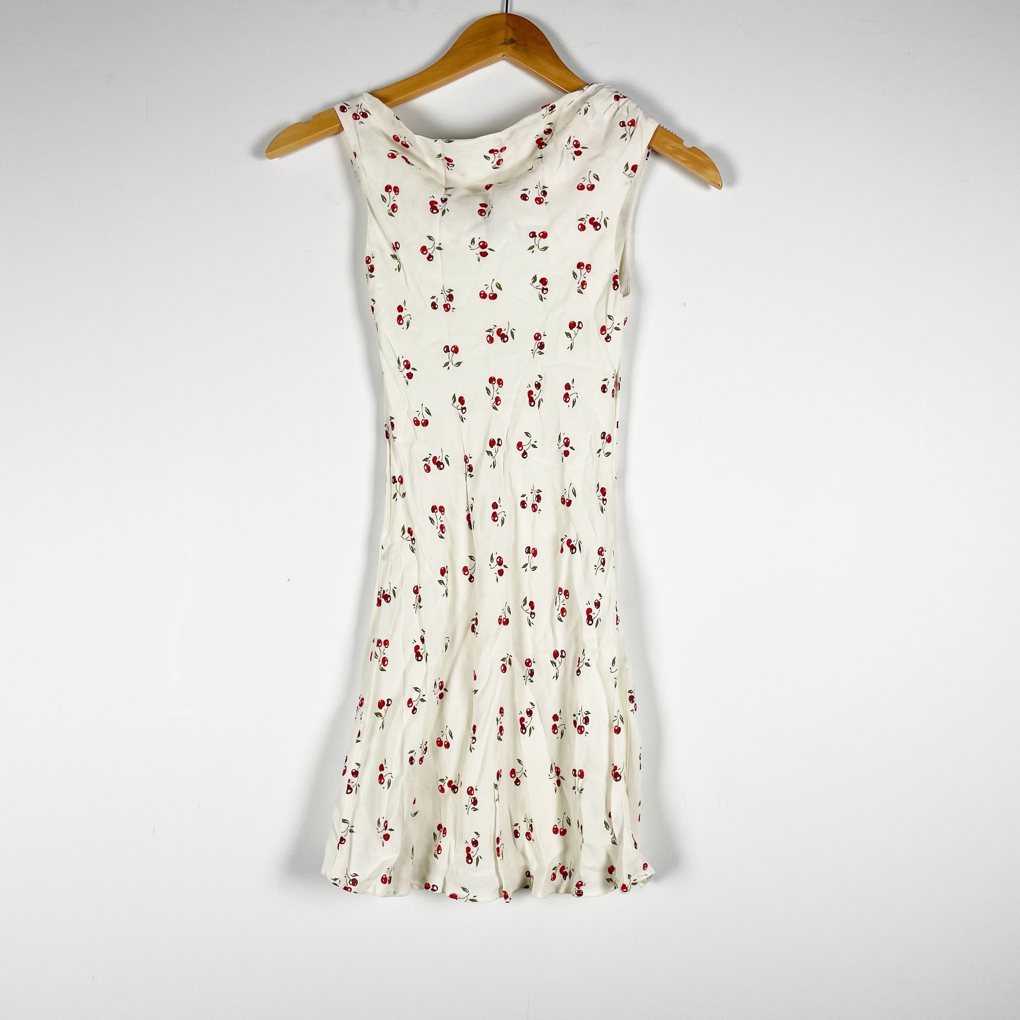 Reformation Kristine Cherry Pit Fruit Print Pattern Crepe Off Shoulder Dress 2