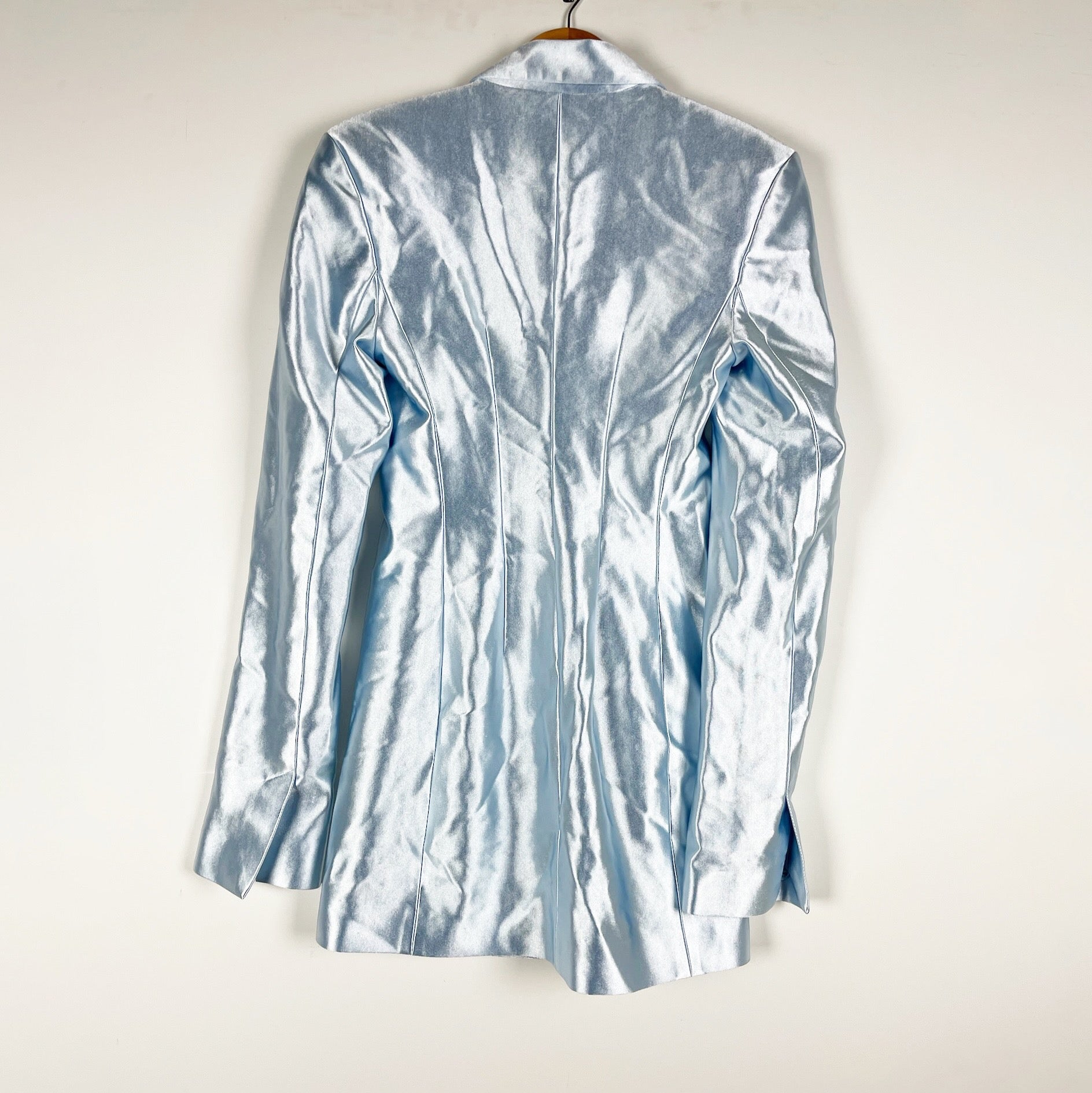 Rotate Birger Christensen Satin Double-Breasted Button Collared Blazer Minidress
