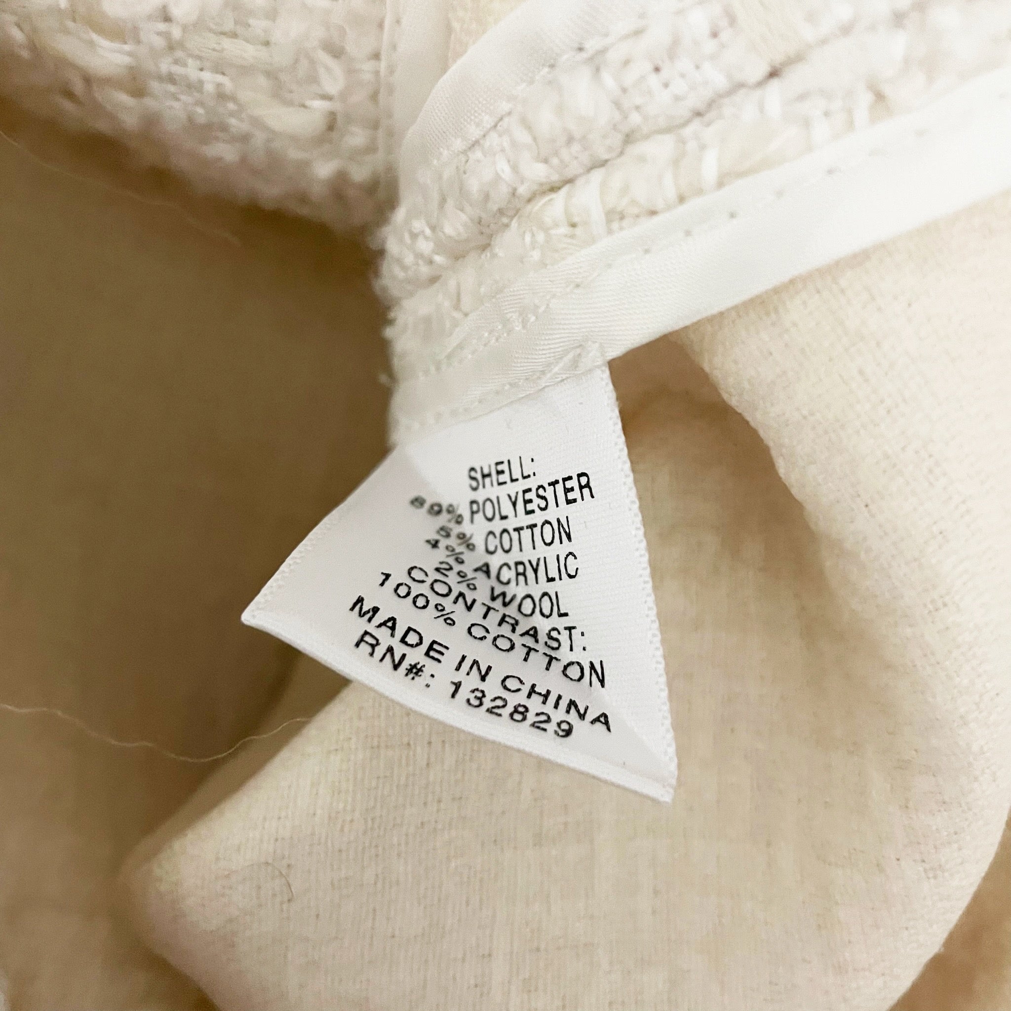 NEW Eaves Shani Cotton Wool Blend Tweed Boucle Textured Knit Jacket Ivory XXS