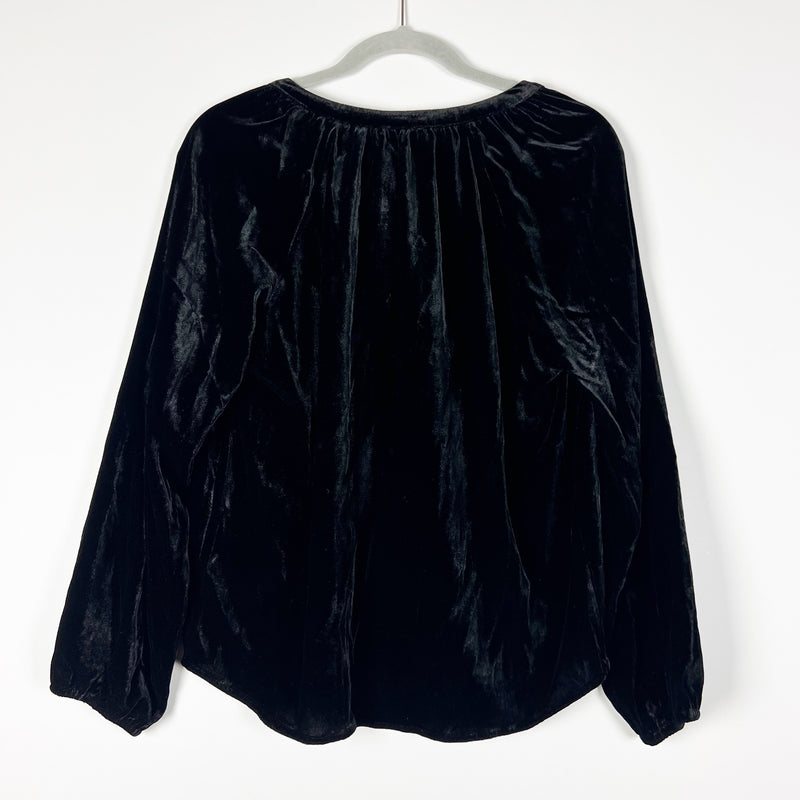 Faherty Naomi Stretch Silk Velvet Velour Long Sleeve Button Front Shirt Top S