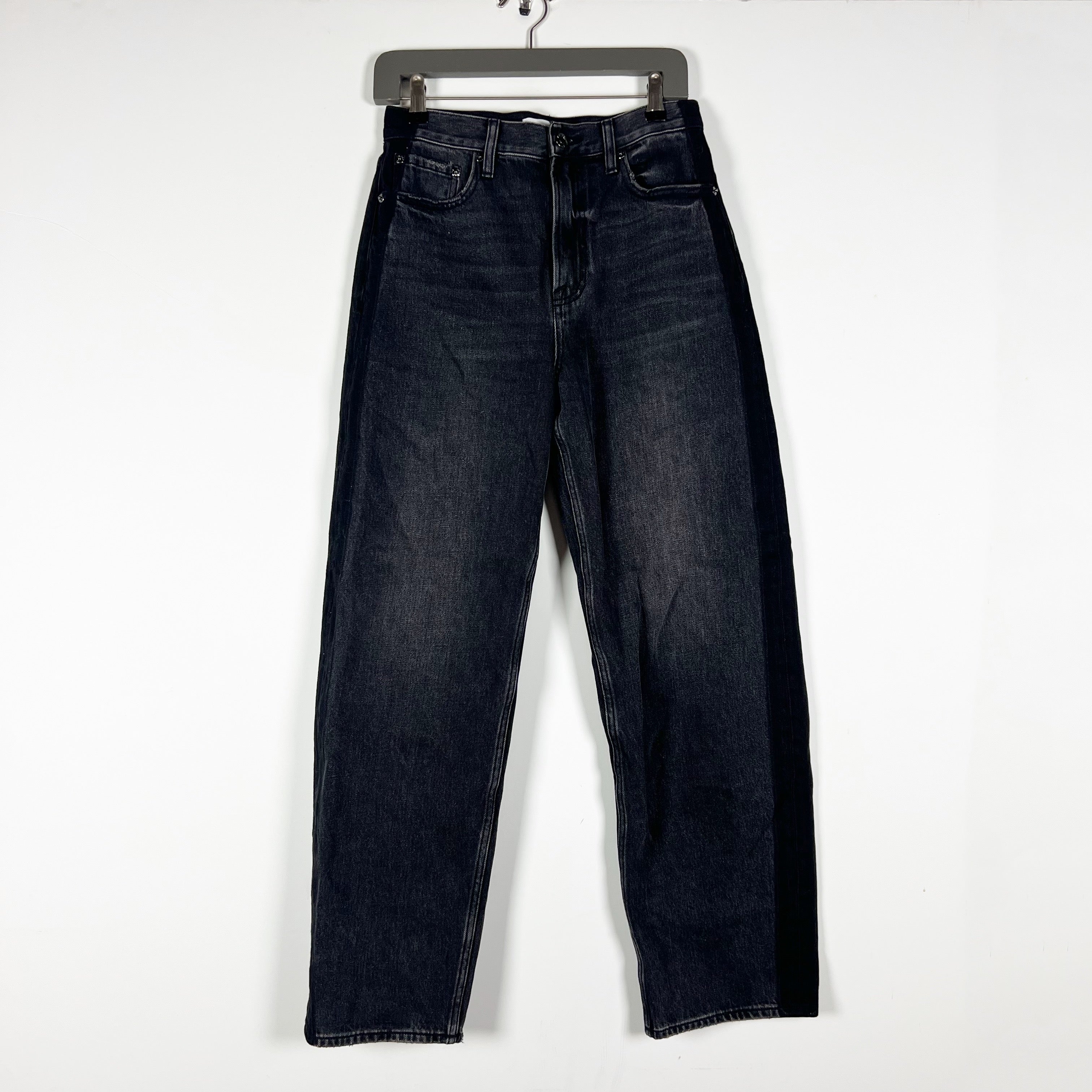 Pistola Wes Barrel Cotton Tux Stripe High Rise Denim Jeans Cinema Black 26