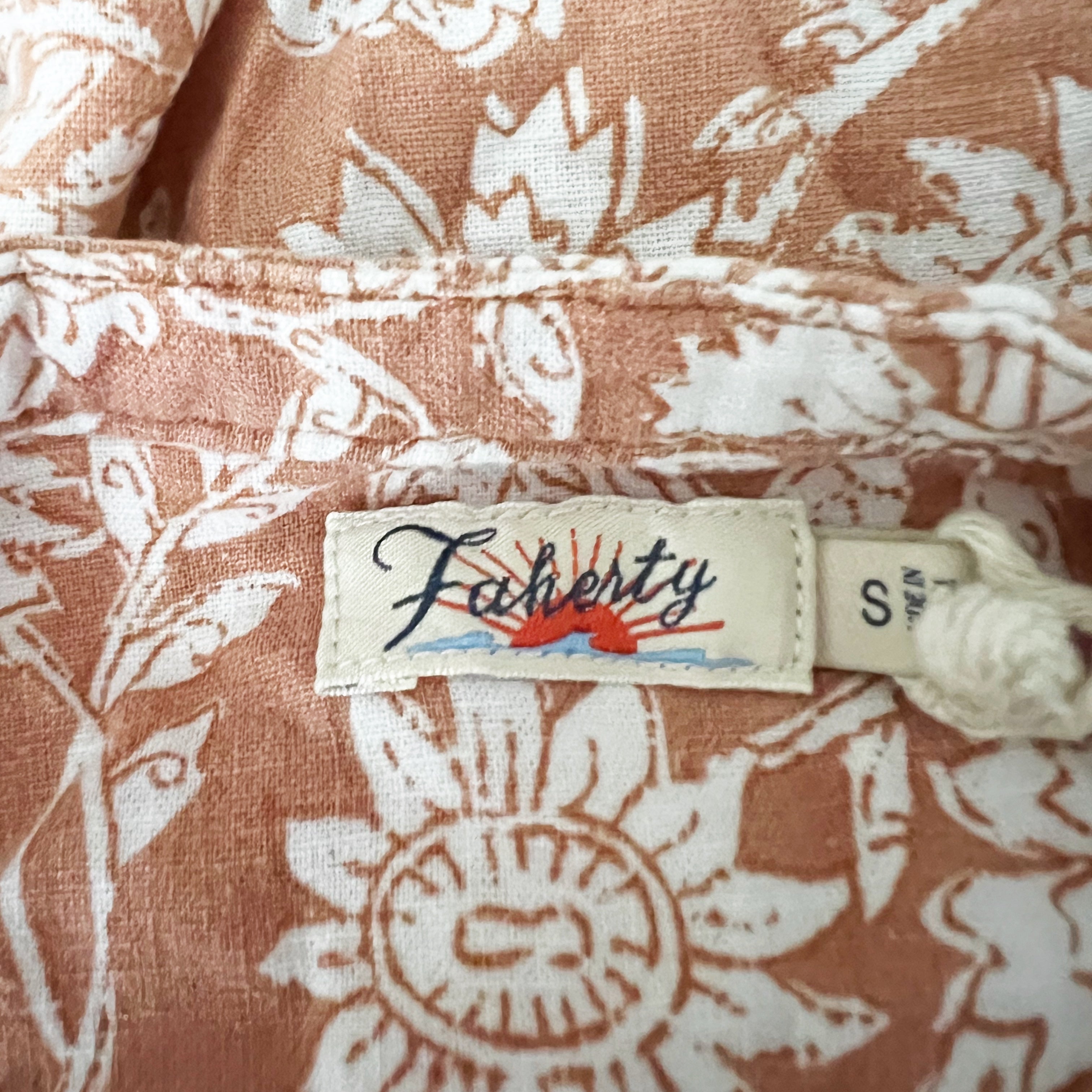 Faherty Isha Linen Blend Pintuck Sleeveless Pullover Mini Dress Clay Jai Floral