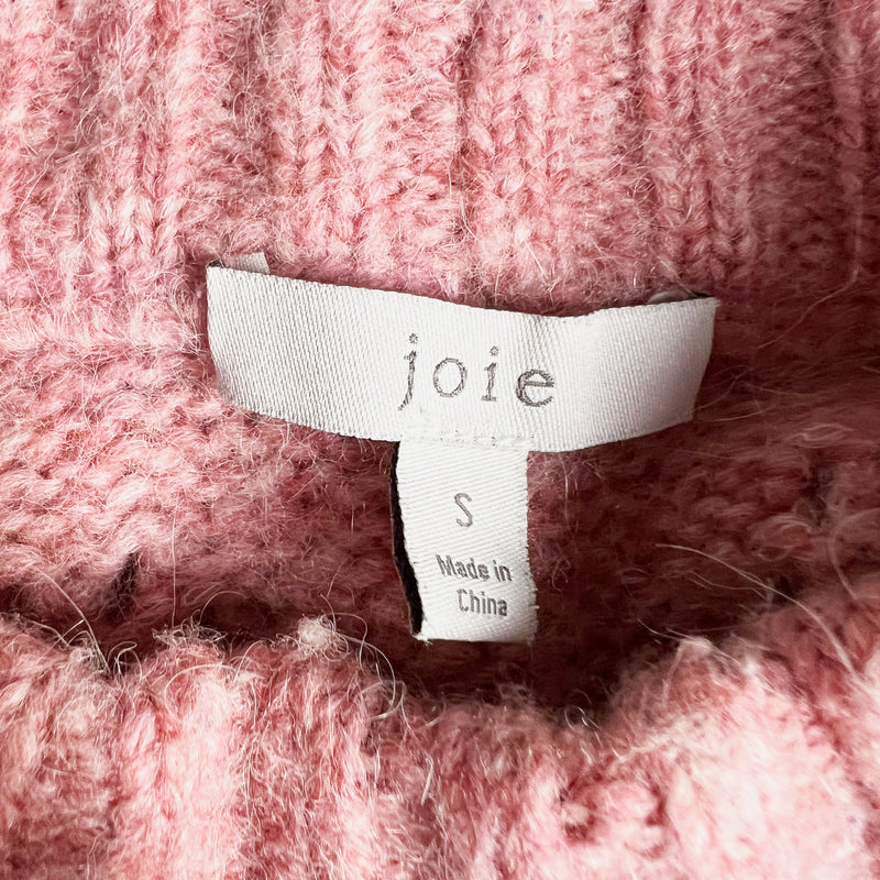 Joie Lihui Wool Alpaca Blend Knit Crew Neck Balloon Sleeve Pullover Sweater Pink