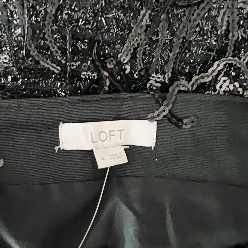 Ann Taylor Loft Black Sequin Fringe Sparkle Embellished Mini Party Skirt 4
