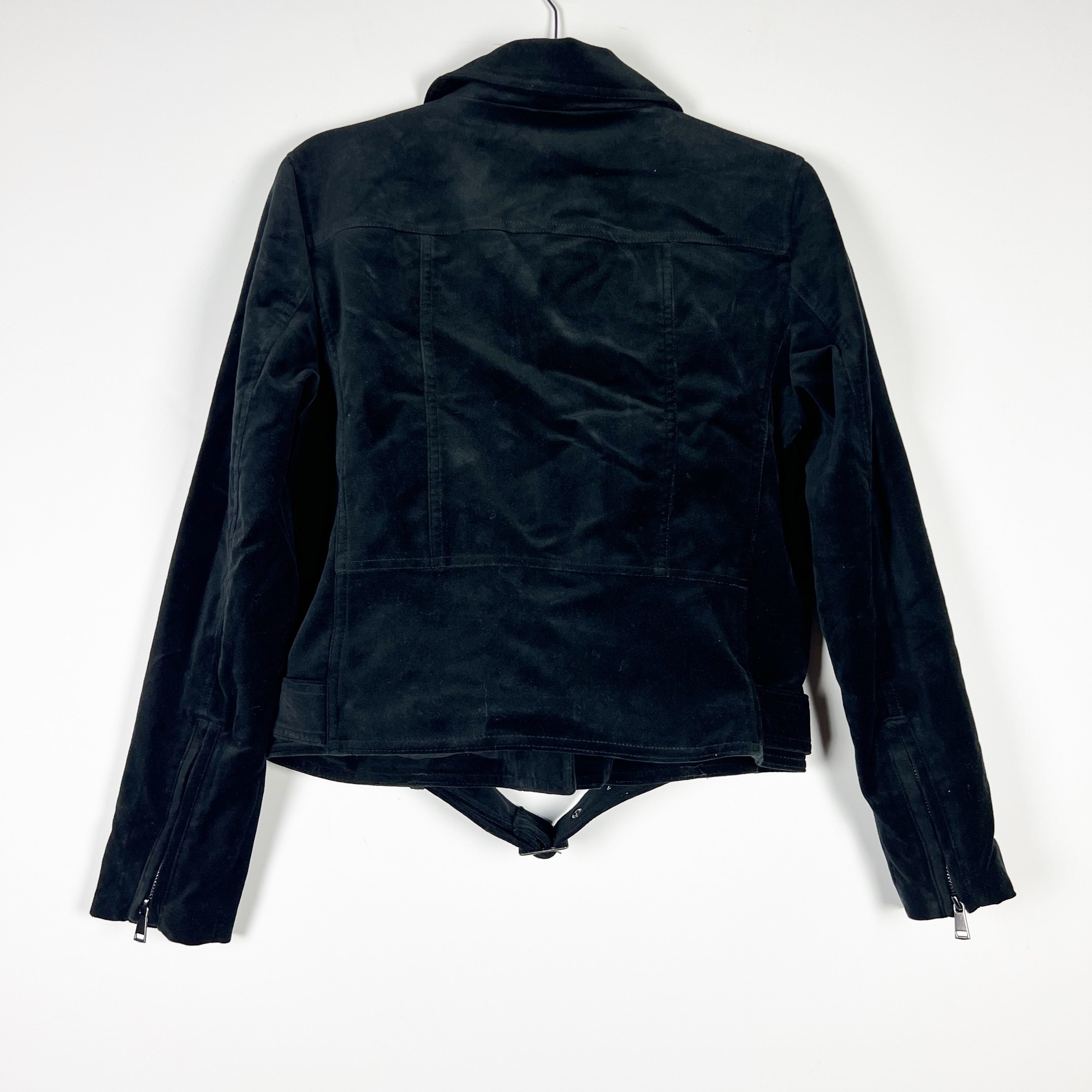 NEW Ann Taylor LOFT Velvet Velour Assymetrical Zip Spread Collar Moto Jacket S