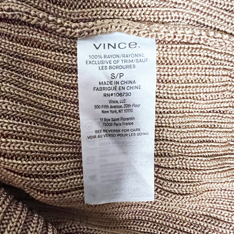 NEW Vince Ribbed Button Stretch Knit V Neck Cardigan Sweater Chestnut Small