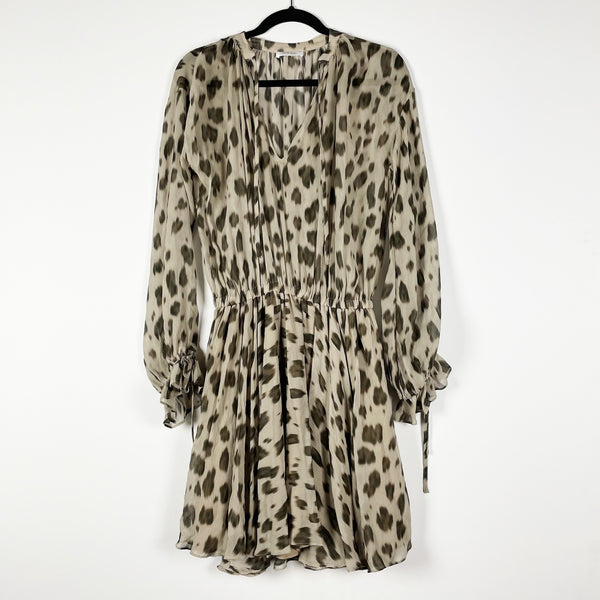 Anine Bing Elliana Leopard Cheetah Animal Print Pattern Silk Chiffon Dress S