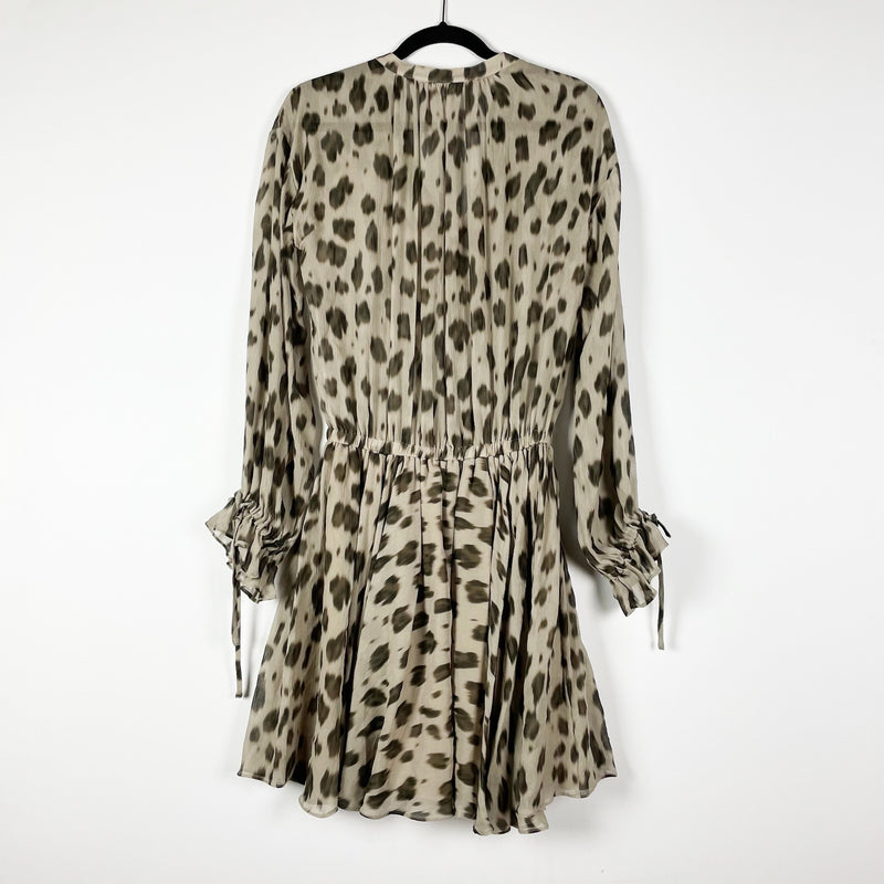 Anine Bing Elliana Leopard Cheetah Animal Print Pattern Silk Chiffon Dress S