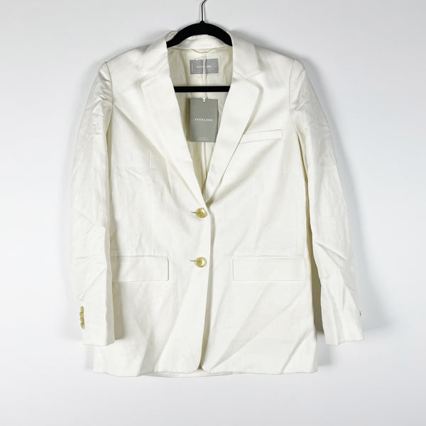 NEW Everlane Women's The Linen Oversized Two Button Blazer Jacket White 2