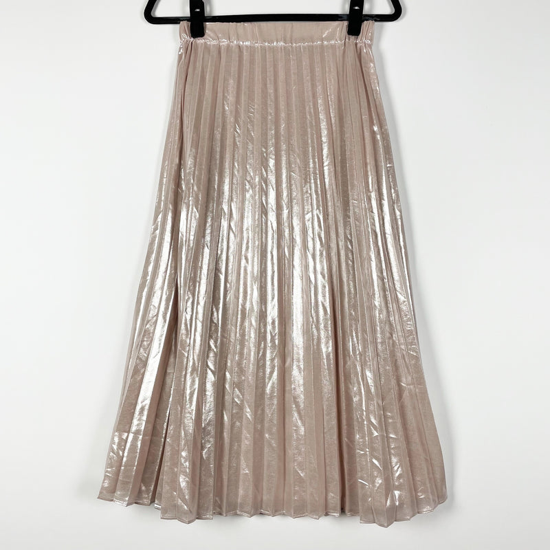 The White Company White Label Gold Lame Metallic Accordion Pleated Midi Skirt 4