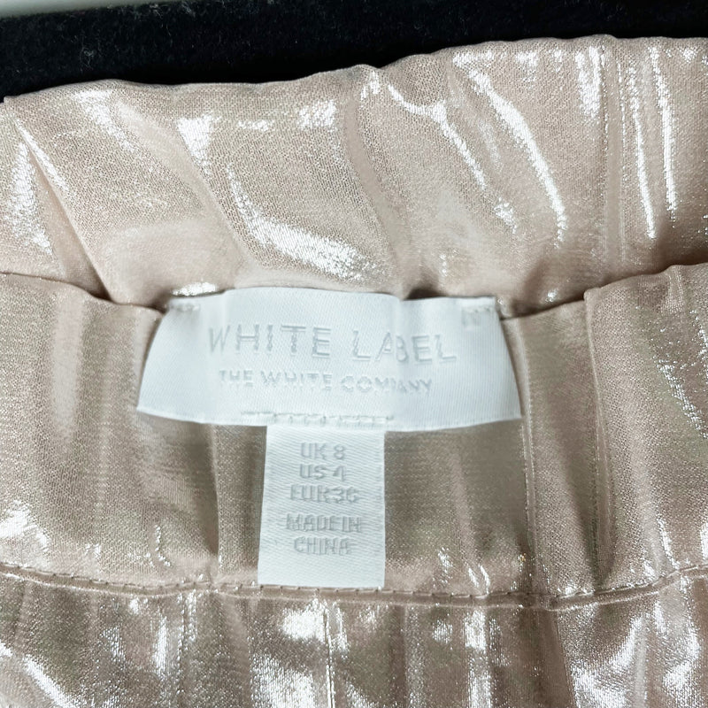 The White Company White Label Gold Lame Metallic Accordion Pleated Midi Skirt 4