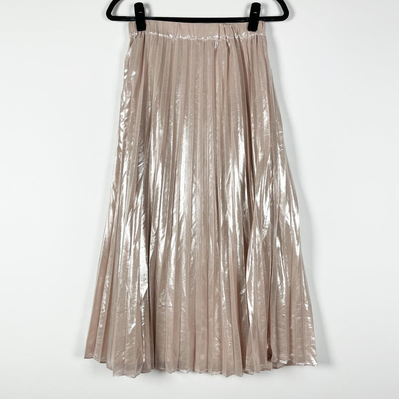 The White Company White Label Gold Lame Metallic Accordion Pleated Midi Skirt 4