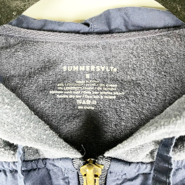 Summersalt The Softest French Terry Mixed Media Full Zip Hoodie Jacket Midnight