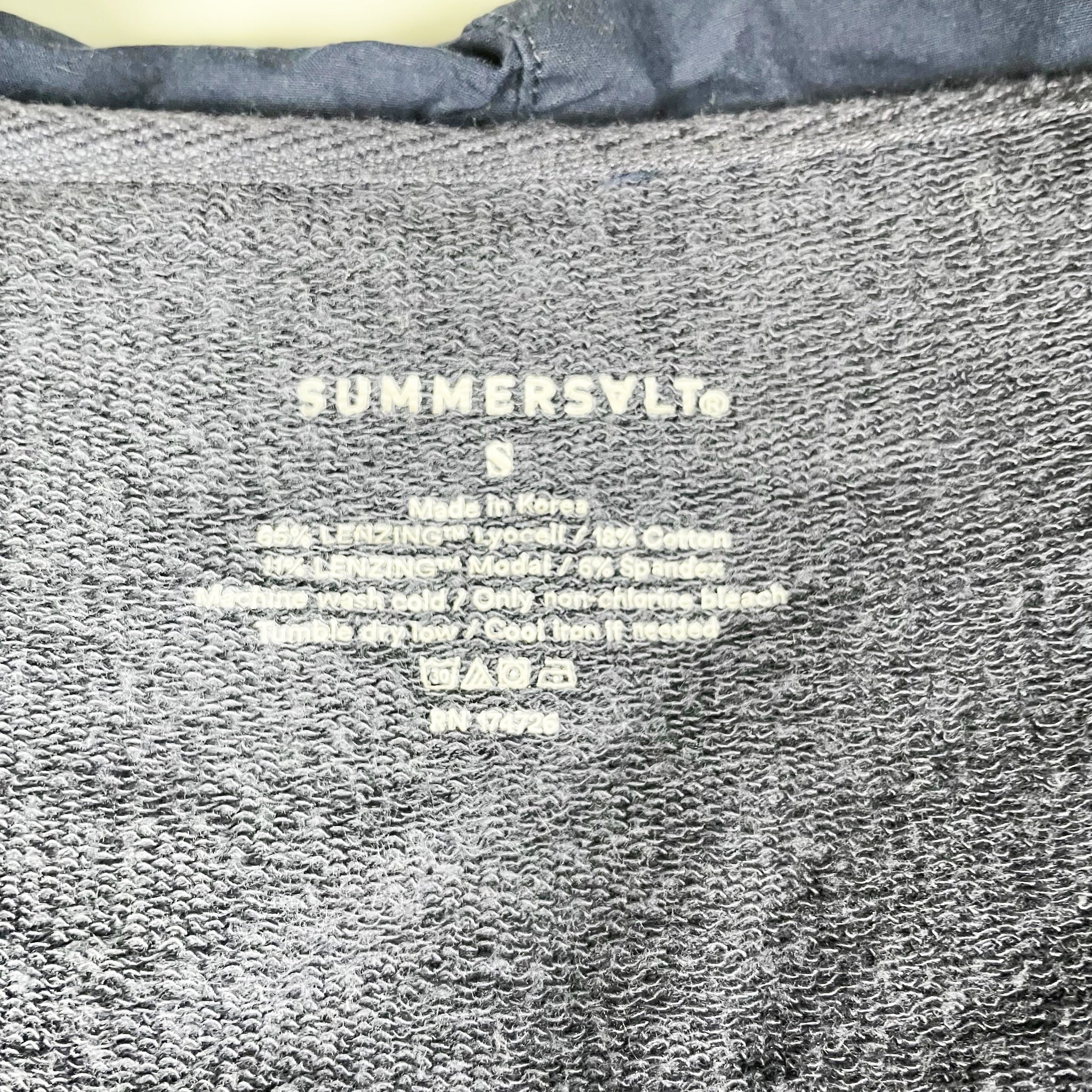 Summersalt The Softest French Terry Mixed Media Full Zip Hoodie Jacket Midnight