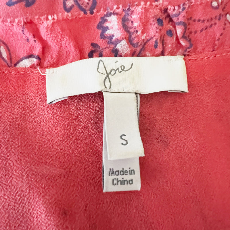 Joie Chara Silk Chiffon Paisley Print Pattern Strawberry Pullover Midi Dress S