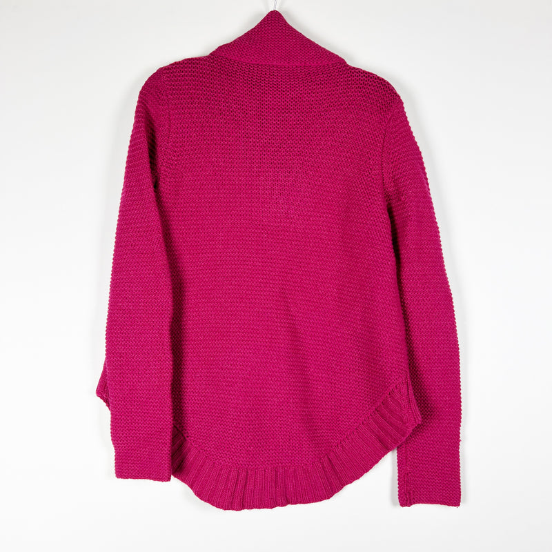 Calypso St. Barth Women's 100% Cashmere Knit Turtleneck Curved Hem Pink Sweater