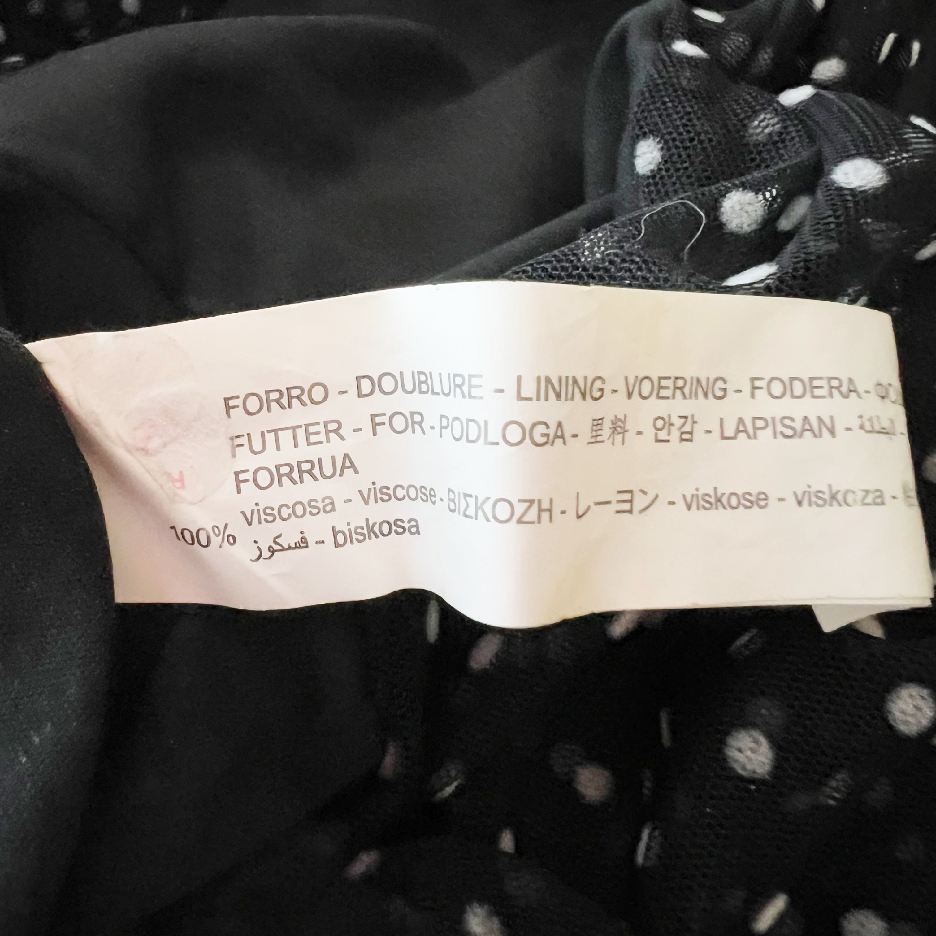 Zara Tulle Mesh Chiffon Black White Polka Dot Print Ruched Mini Party Dress L