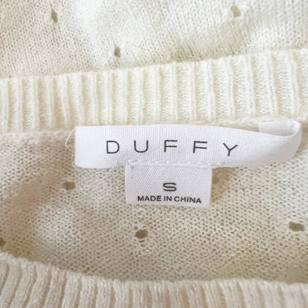 NEW Duffy D81298 Cashmere Linen Blend Knit Stretch Crew Neck Pullover Sweater S