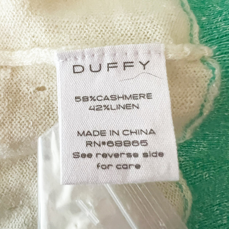 NEW Duffy D81298 Cashmere Linen Blend Knit Stretch Crew Neck Pullover Sweater S