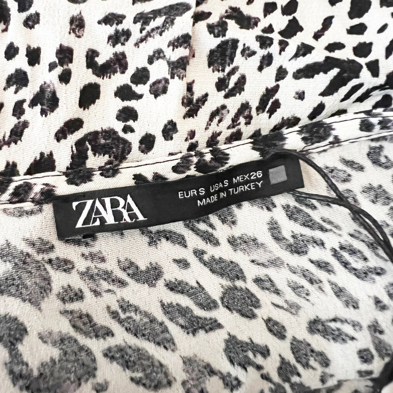 NEW Zara Cheetah Leopard Animal Print Pattern Crepe Ruffle Wrap Mini Dress S