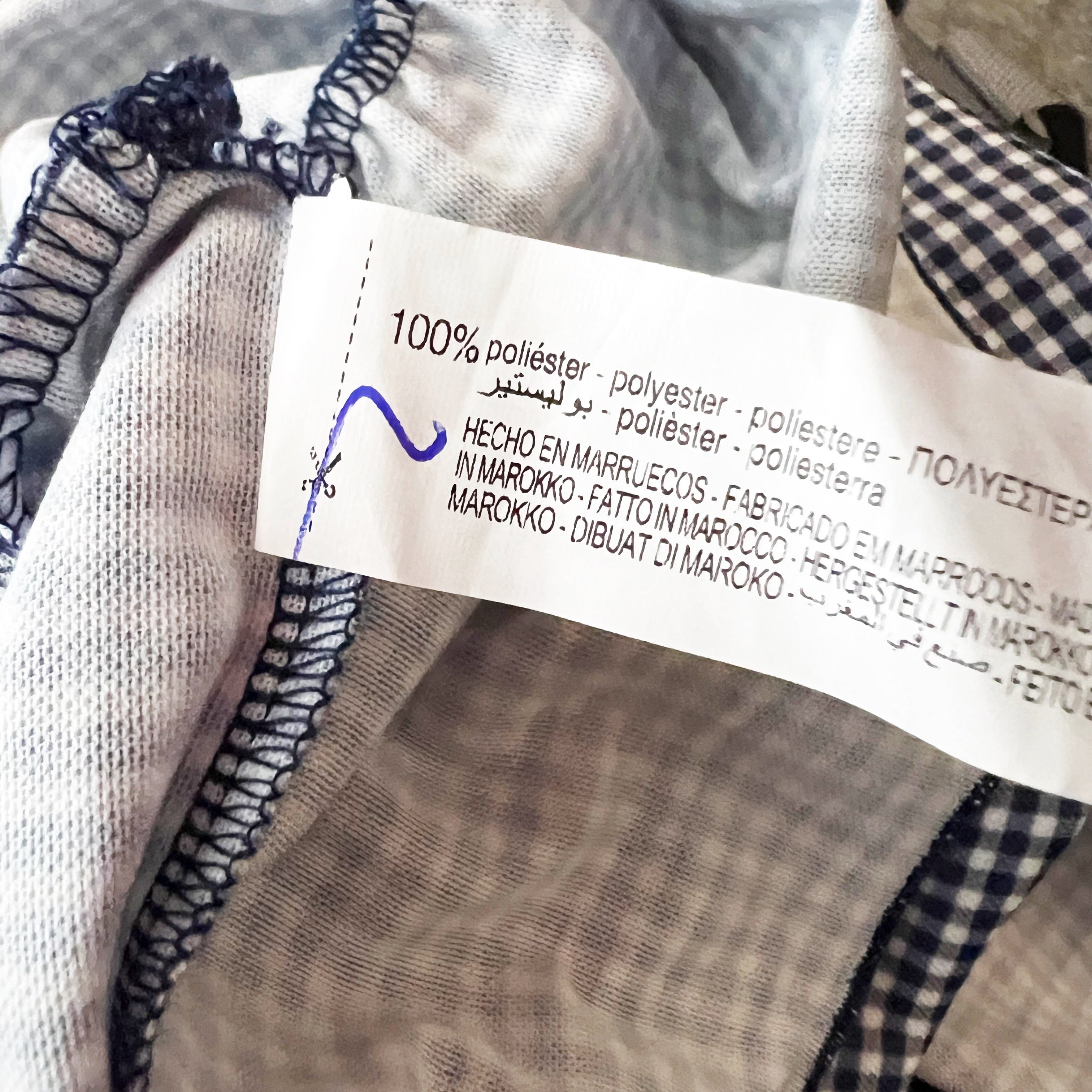 NEW Zara Blue White Micro Gingham Check Print Pattern Ruffle Tiered Mini Skirt S