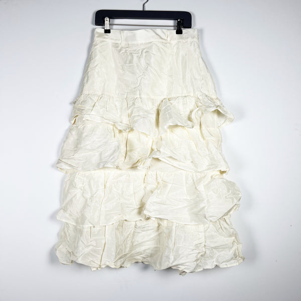 NEW &amp; Other Stories Tiered Ruffle Layered Midi Skirt Ivory White 12