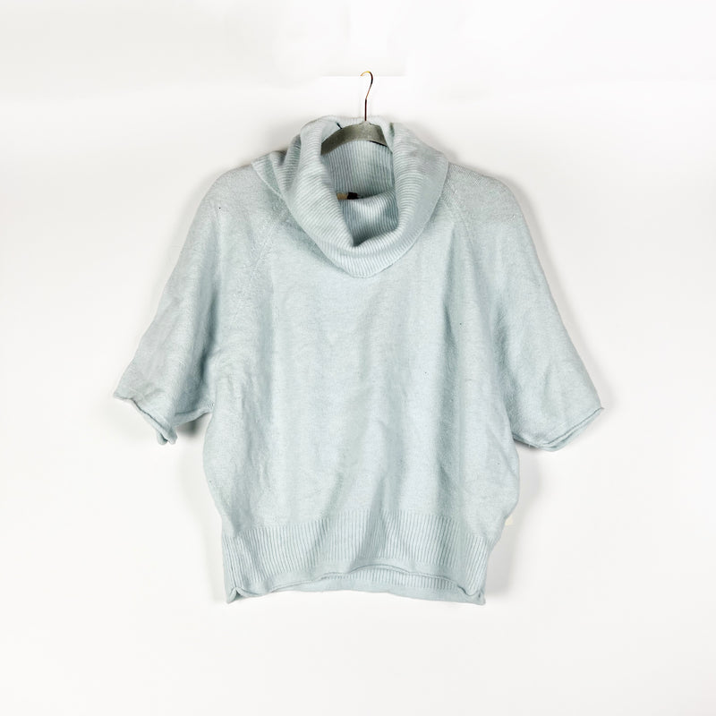NEW Pilcro Anthropologie Wool Blend Stretch Short Sleeve Turtleneck Sweater Sky
