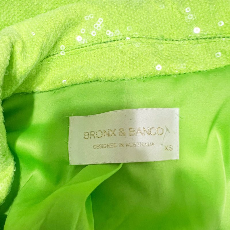 Bronx And Banco X Revolve Zizi Sequin Embellished Sparkle Blazer Neon Green XS