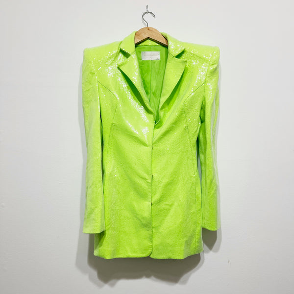 Bronx And Banco X Revolve Zizi Sequin Embellished Sparkle Blazer Neon Green XS