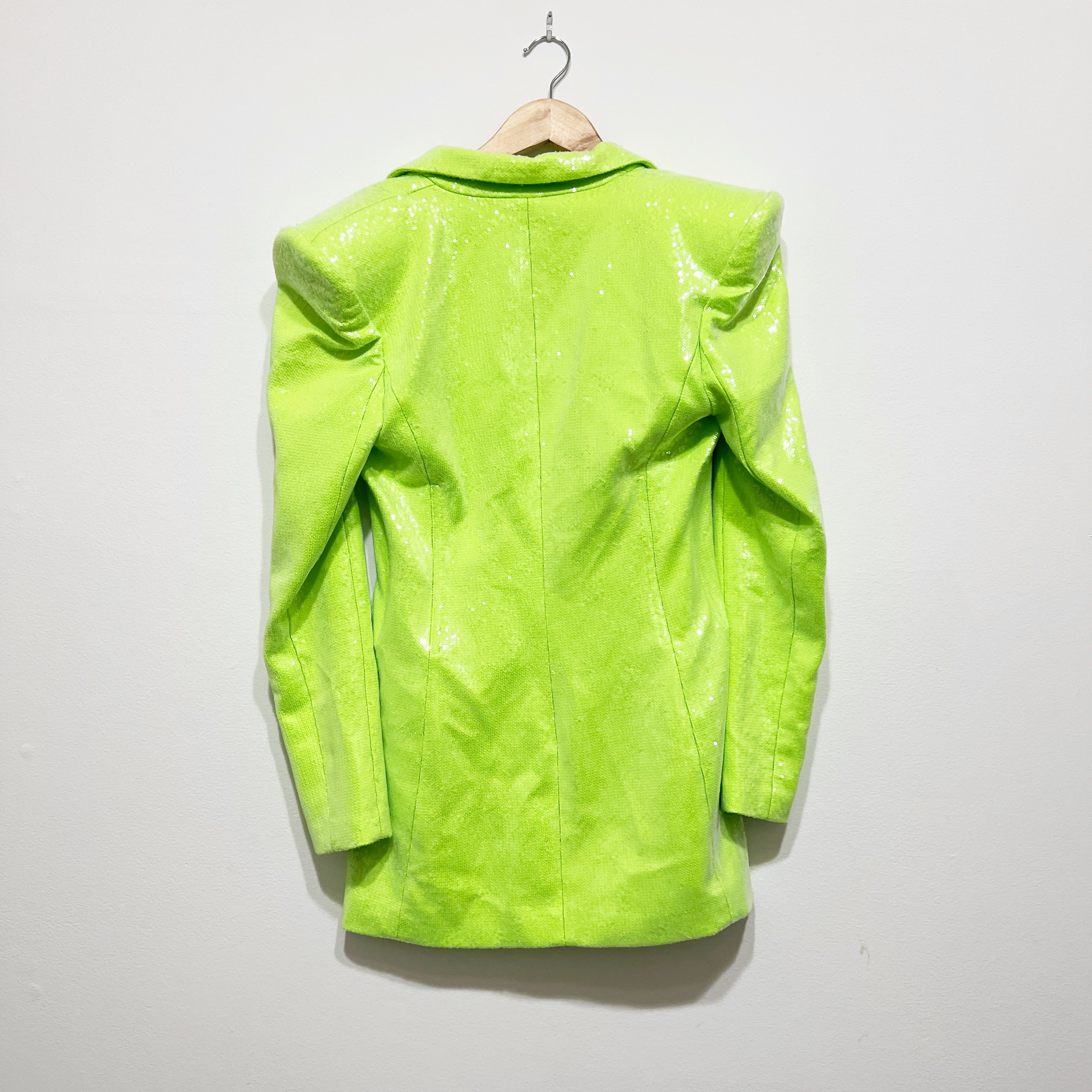 Bronx And Banco X Revolve Zizi Sequin Embellished Sparkle Blazer Neon Green XS